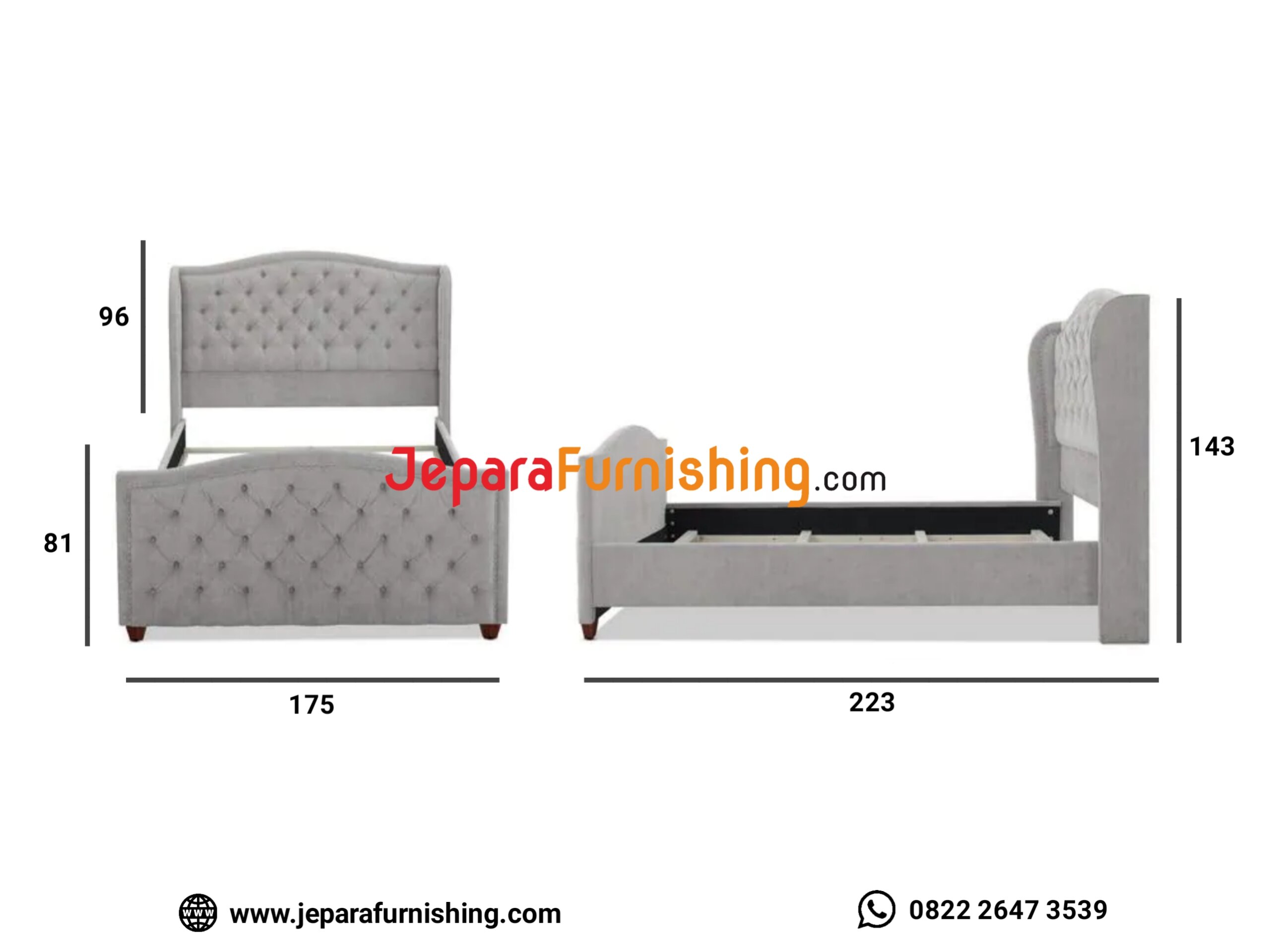 TEMPAT TIDUR SHINY SILVER GREY QUEEN SIZE (2) dipan minimalis, dipan tempat tidur, tempat tidur kayu jati, tempat tidur lapis kain, tempat tidur minimalis, tempat tidur modern, terra tempat tidur