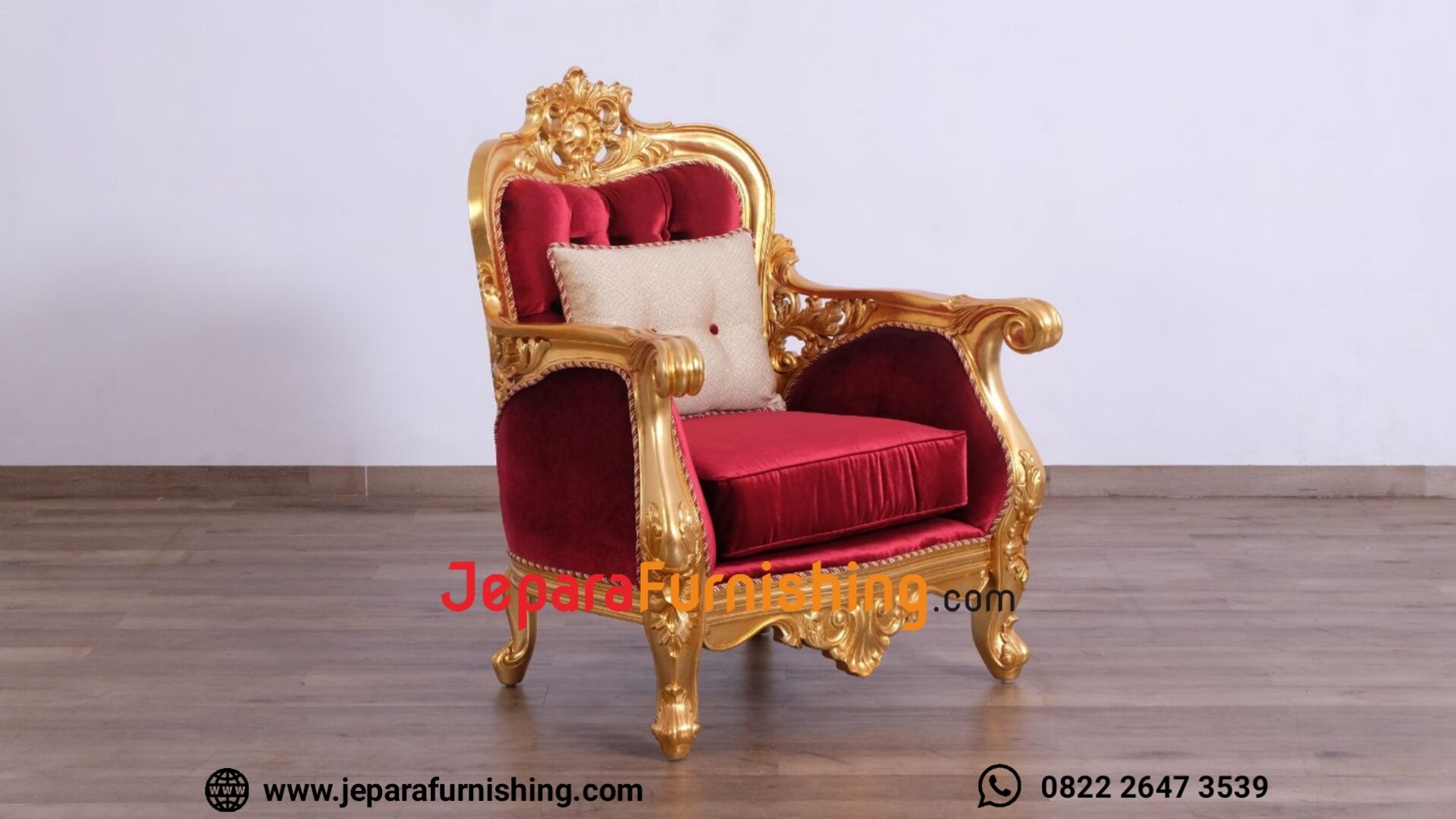 1 Sofa Ruang Tamu Victoria Curved Golden Red