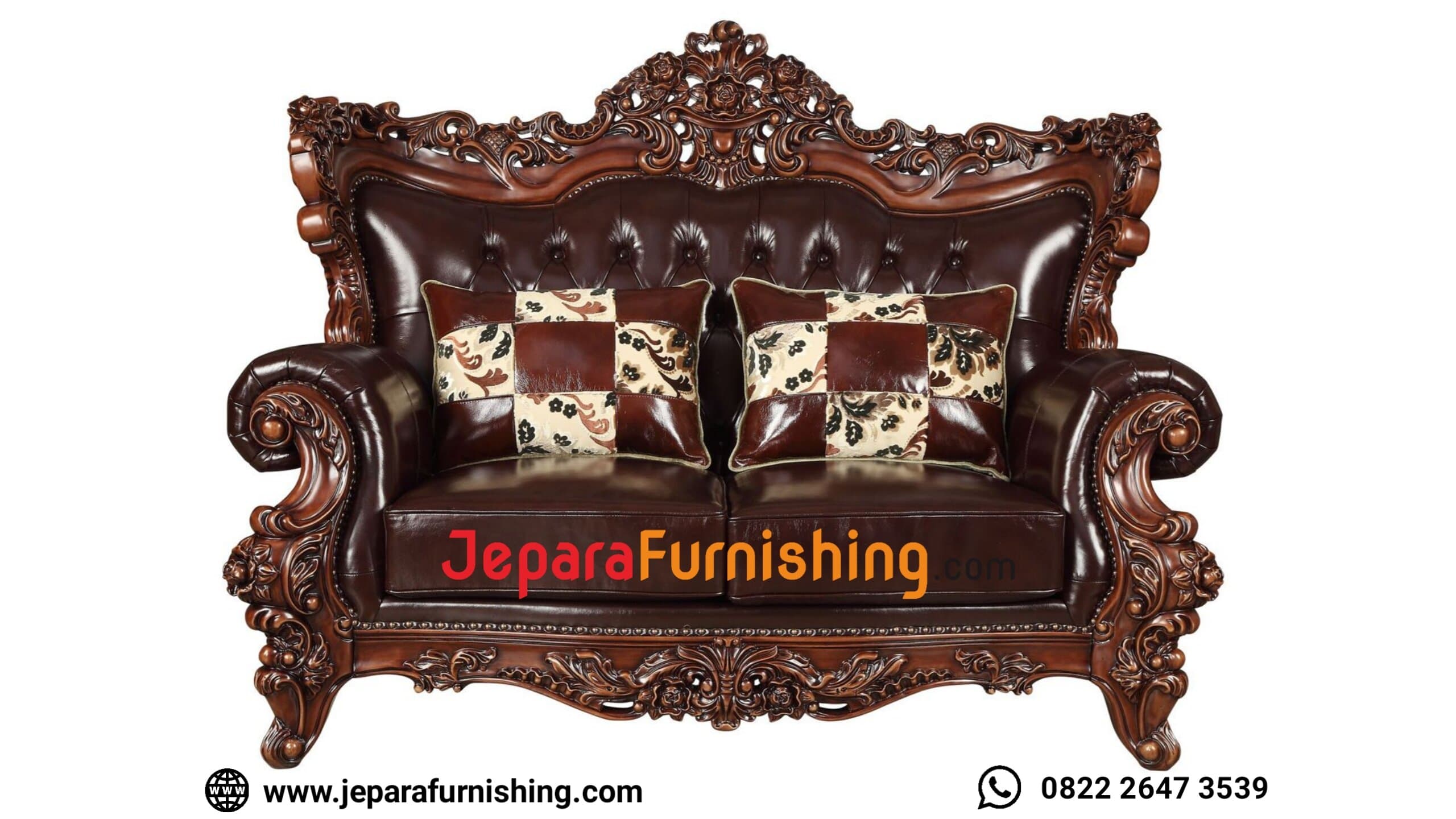 2 Dudukan Sofa Ruang Tamu Mewah Espresso - Kayu Jati 2 Dudukan Sofa Ruang Tamu Mewah Espresso - Kayu Jati