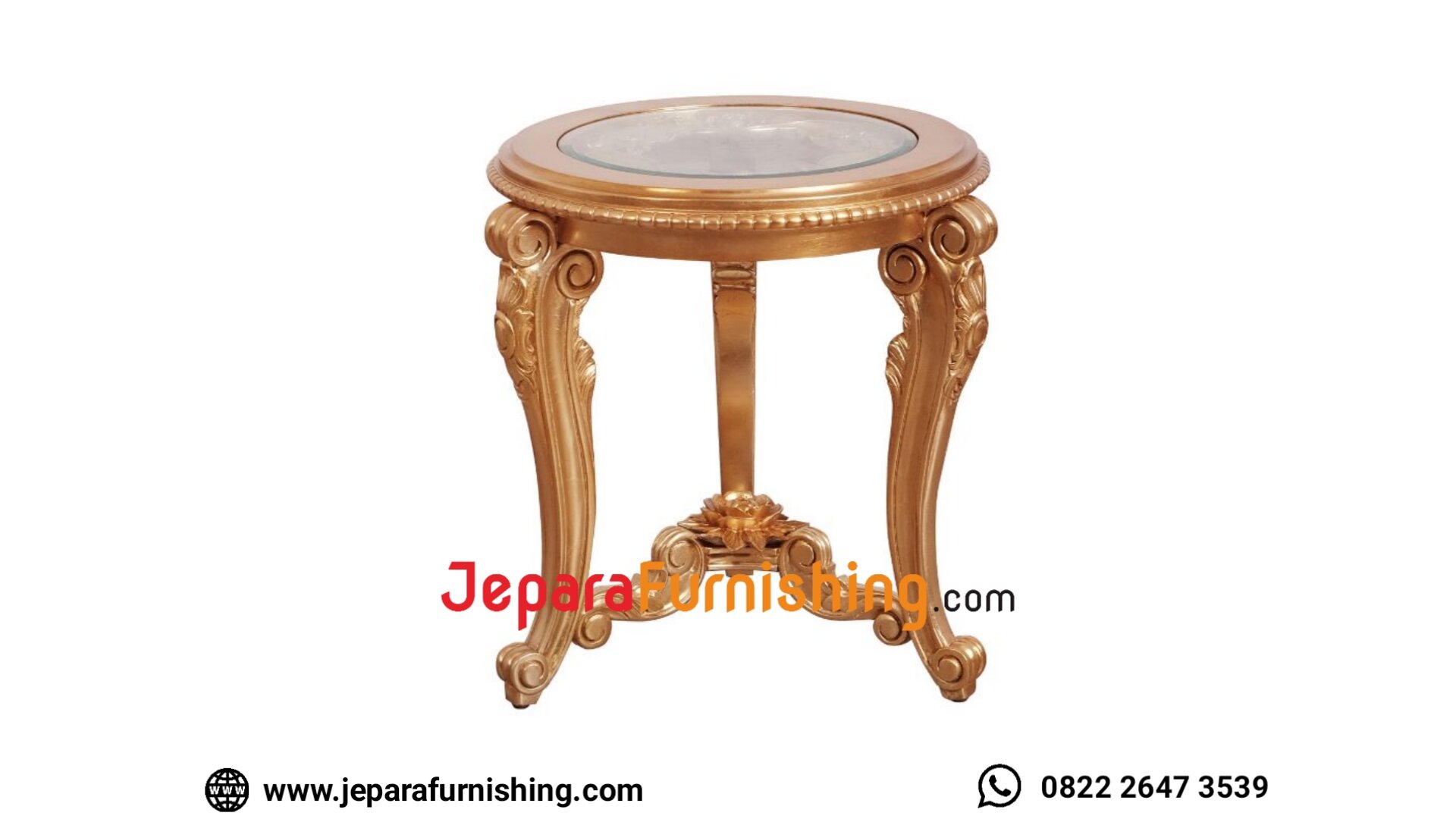 Meja Sudut Sofa Ruang Tamu Victoria Curved Golden Red