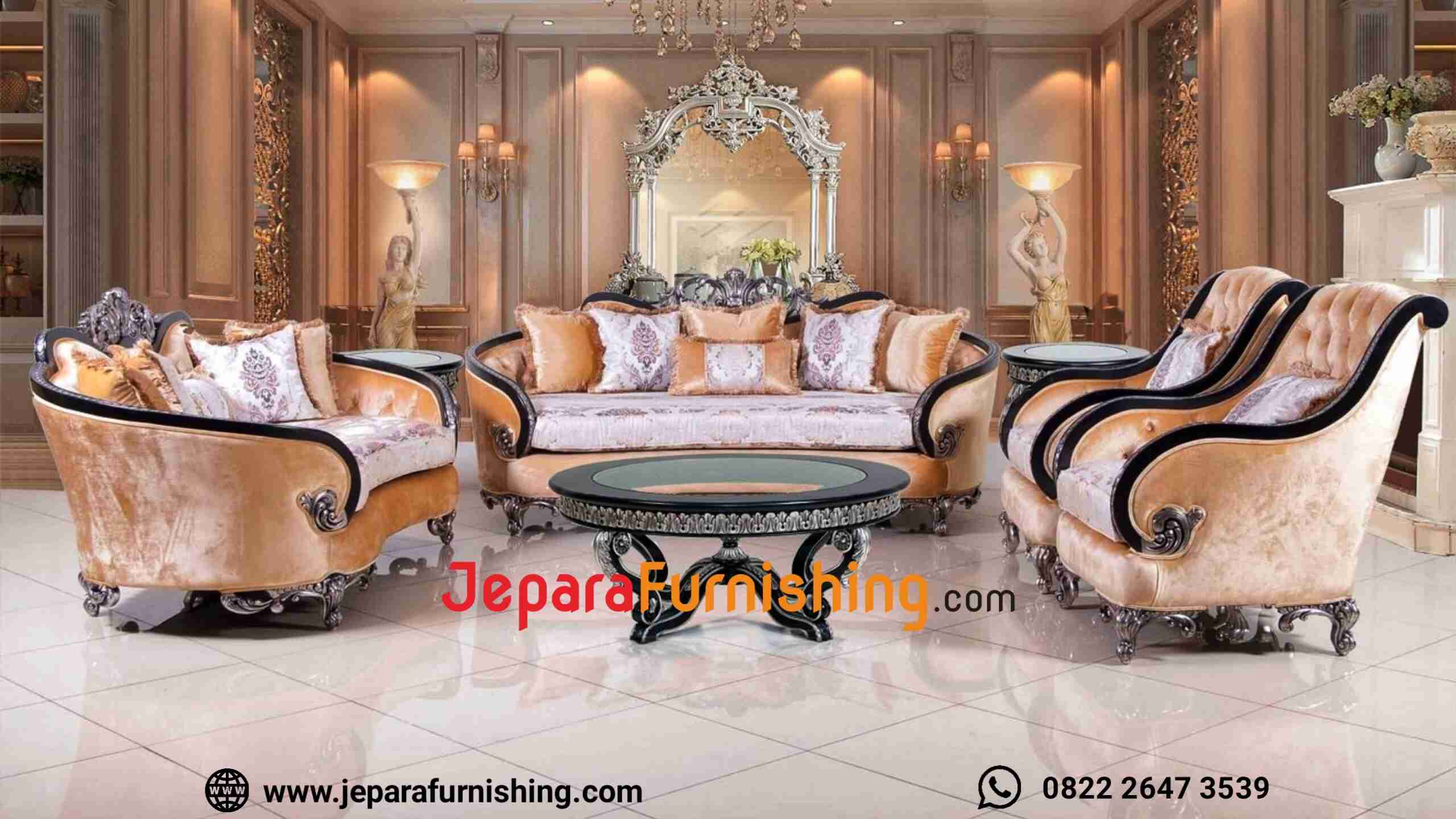 Kursi Tamu Sofa Mewah 13 Set Sofa Tamu Victoria - Kayu Mahoni Solid (1)