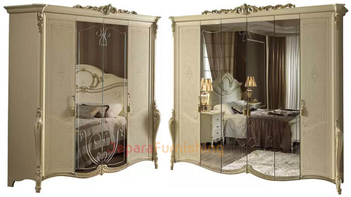 Set Tempat Tidur Mewah Camonic Classic - Kayu Solid 2 Lemari 4 Pintu Dan 6 Pintu Set Tempat Tidur Mewah Camonic Classic