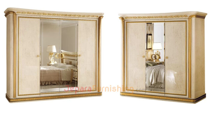 Lemari Mewah Golden Scarf on White - Set Kamar