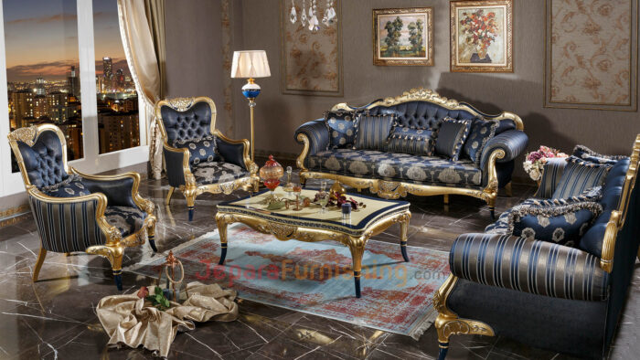 Products 7 Set Sofa Kursi Ruang Tamu Mewah Viro Exclusive Classic – Blue