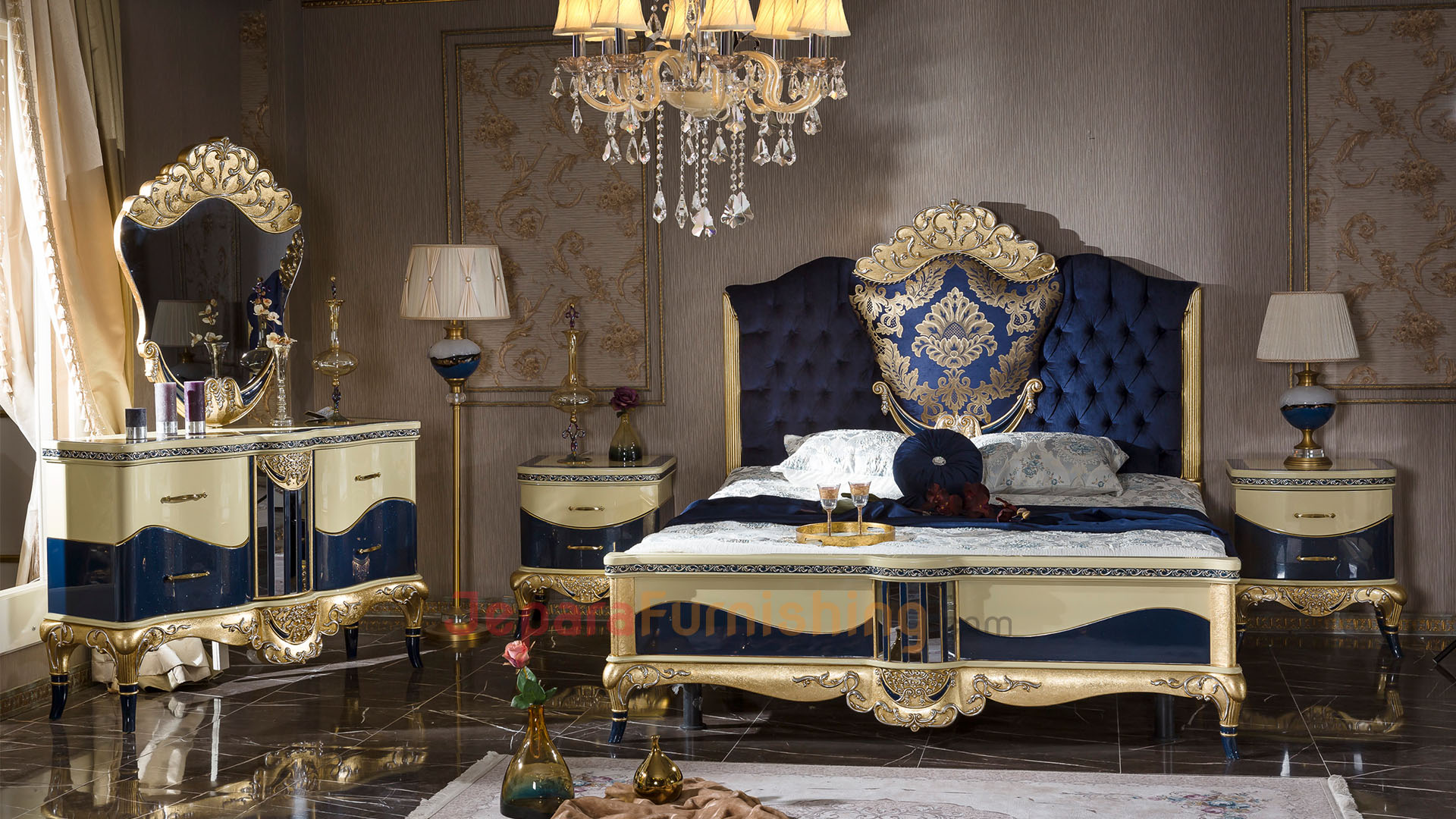 Set Tempat Tidur Mewah Viro Exclusive Classic - Blue