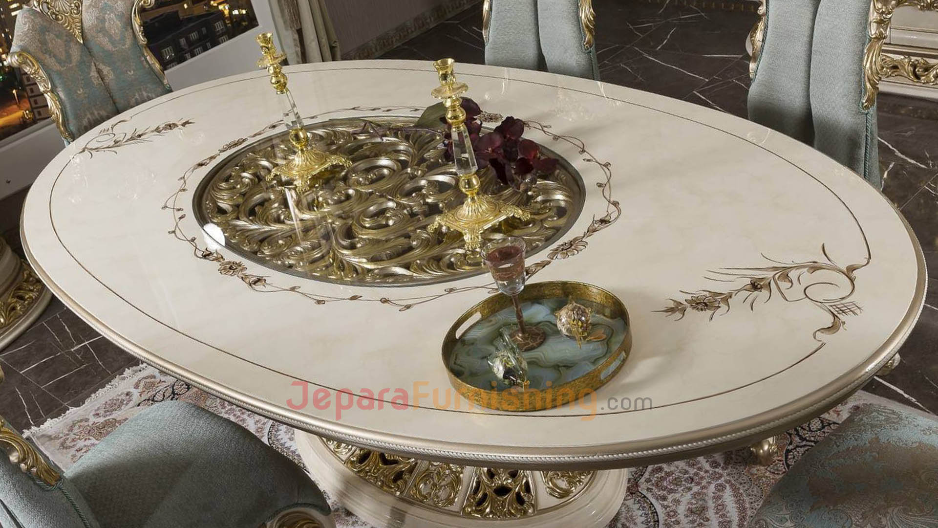 Top Meja Makan Mewah Suprincess - 6 Kursi Top Meja Makan Mewah Suprincess - 6 Kursi