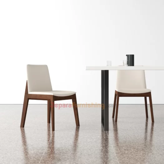 Furniture Jepara - JeparaFurnishing.com 102 kursi cafe minimalis kayu jati - Arley White Leather 4