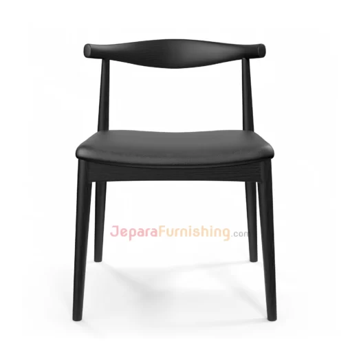 kursi cafe minimalis kayu jati terbaru - Bening Black Leather
