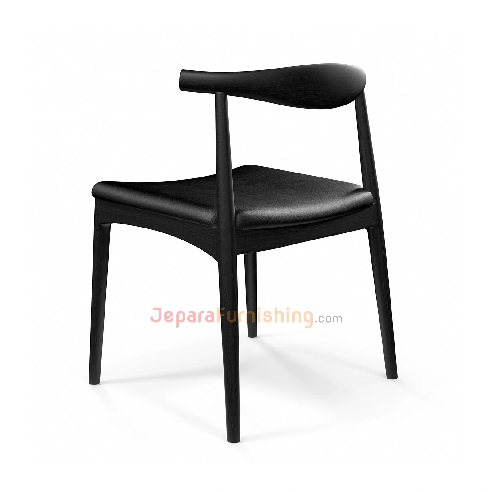 kursi cafe minimalis kayu jati warna hitam - Bening Black Leather kursi cafe minimalis kayu jati warna hitam - Bening Black Leather