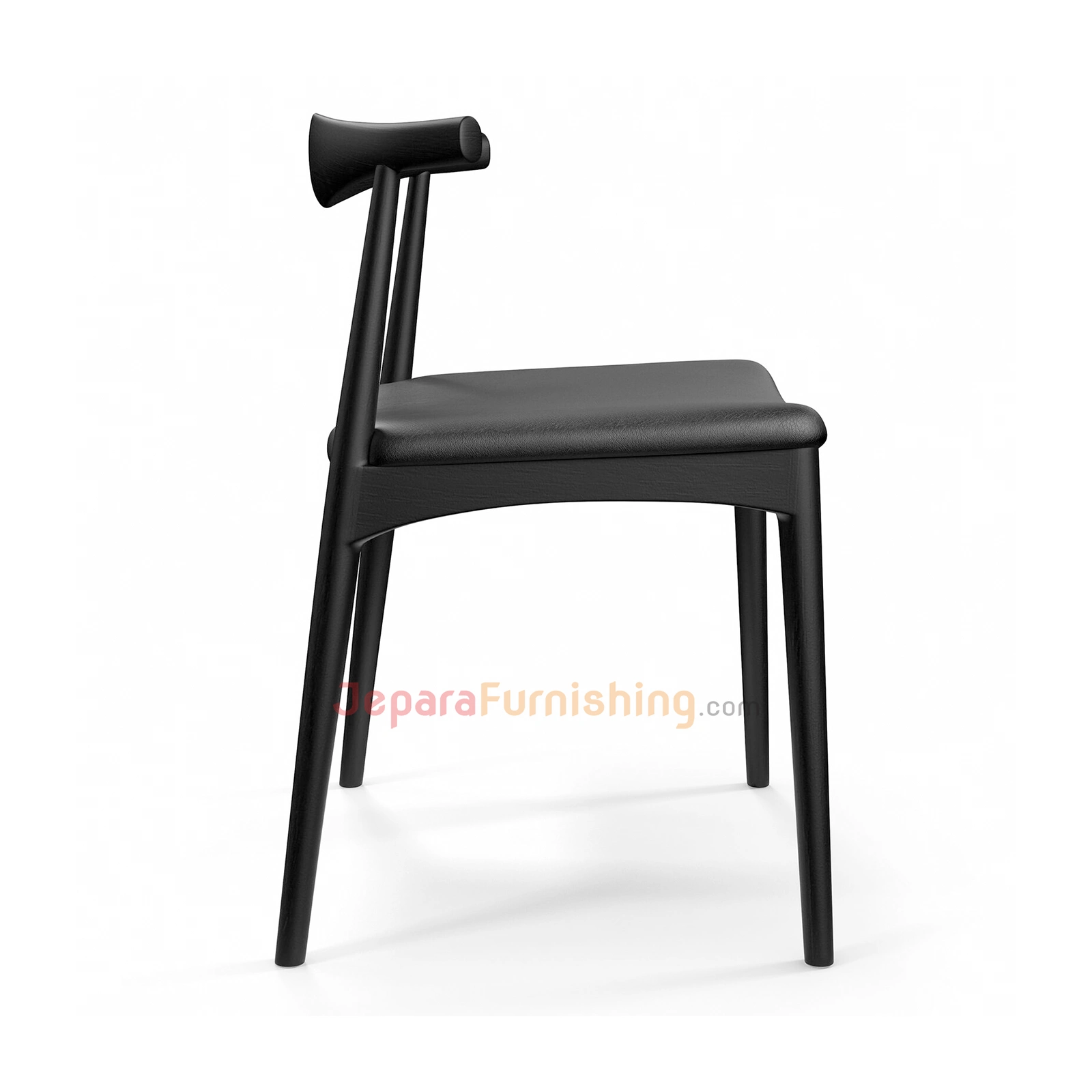 kursi cafe minimalis modern kayu jati - Bening Black Leather kursi cafe minimalis modern kayu jati - Bening Black Leather