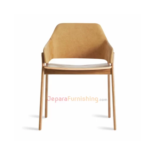 kursi makan cafe restoran hansa gold brown minimalis modern