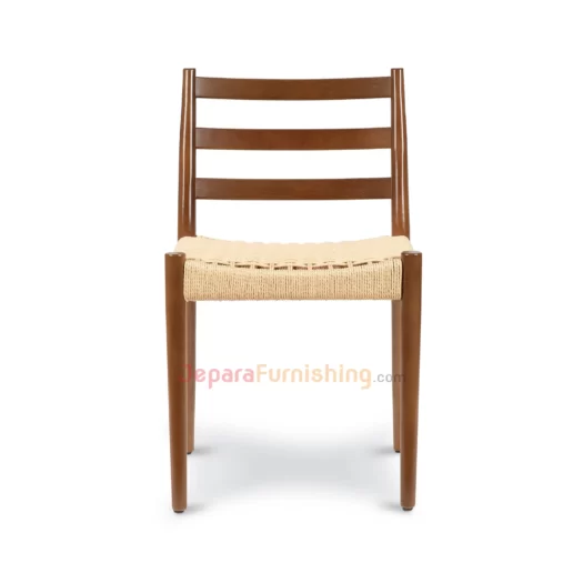 kursi makan minimalis kayu jati dan rotan - Brown Hansom