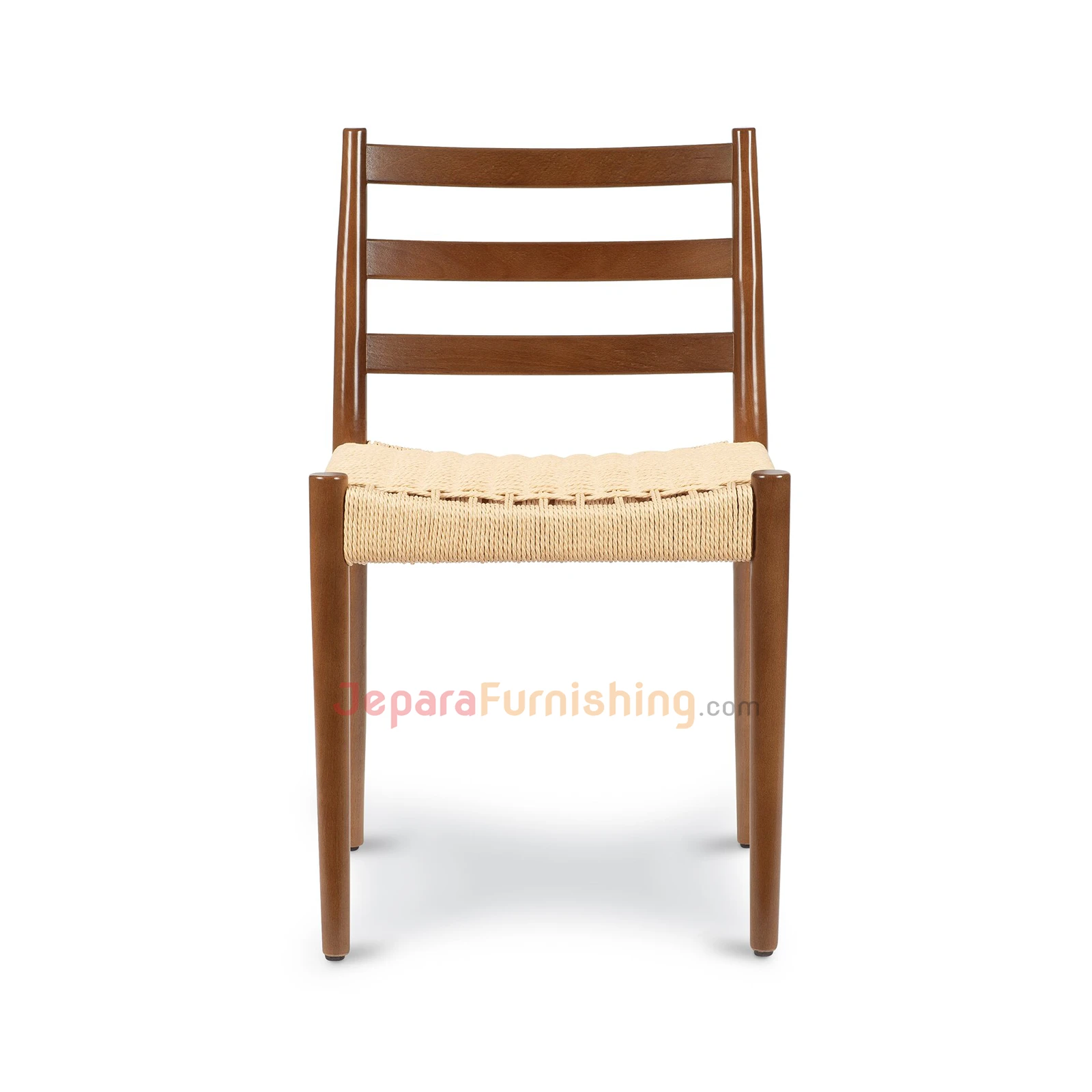 kursi makan minimalis kayu jati dan rotan - Brown Hansom