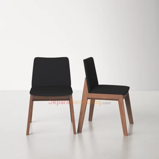 Furniture Jepara - JeparaFurnishing.com 101 kursi makan modern arley black leather - kayu jati