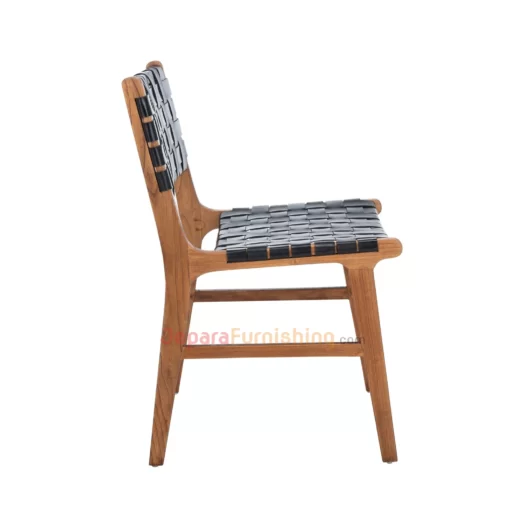 kursi makan resto minimalis kayu jati - HERMAN BLACK LEATHER
