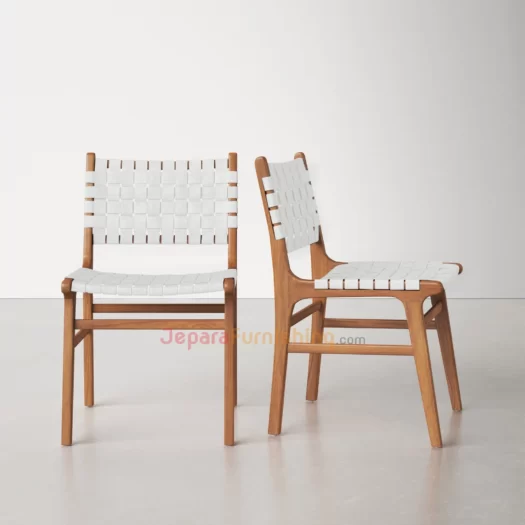 set kursi makan minimalis cafe dan resto - Herman White Leather