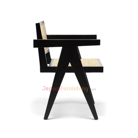 Jeneta Rotan Minimalis Armchair - Kursi Makan Cafe & Resto (Hitam)