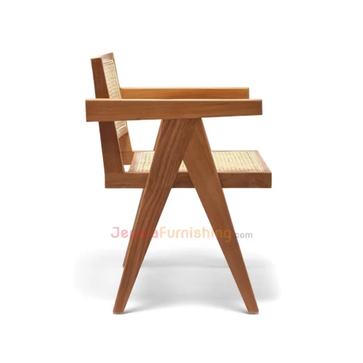 Jeneta Rotan Minimalis Armchair - Kursi Makan Cafe dan Resto (Walnut)