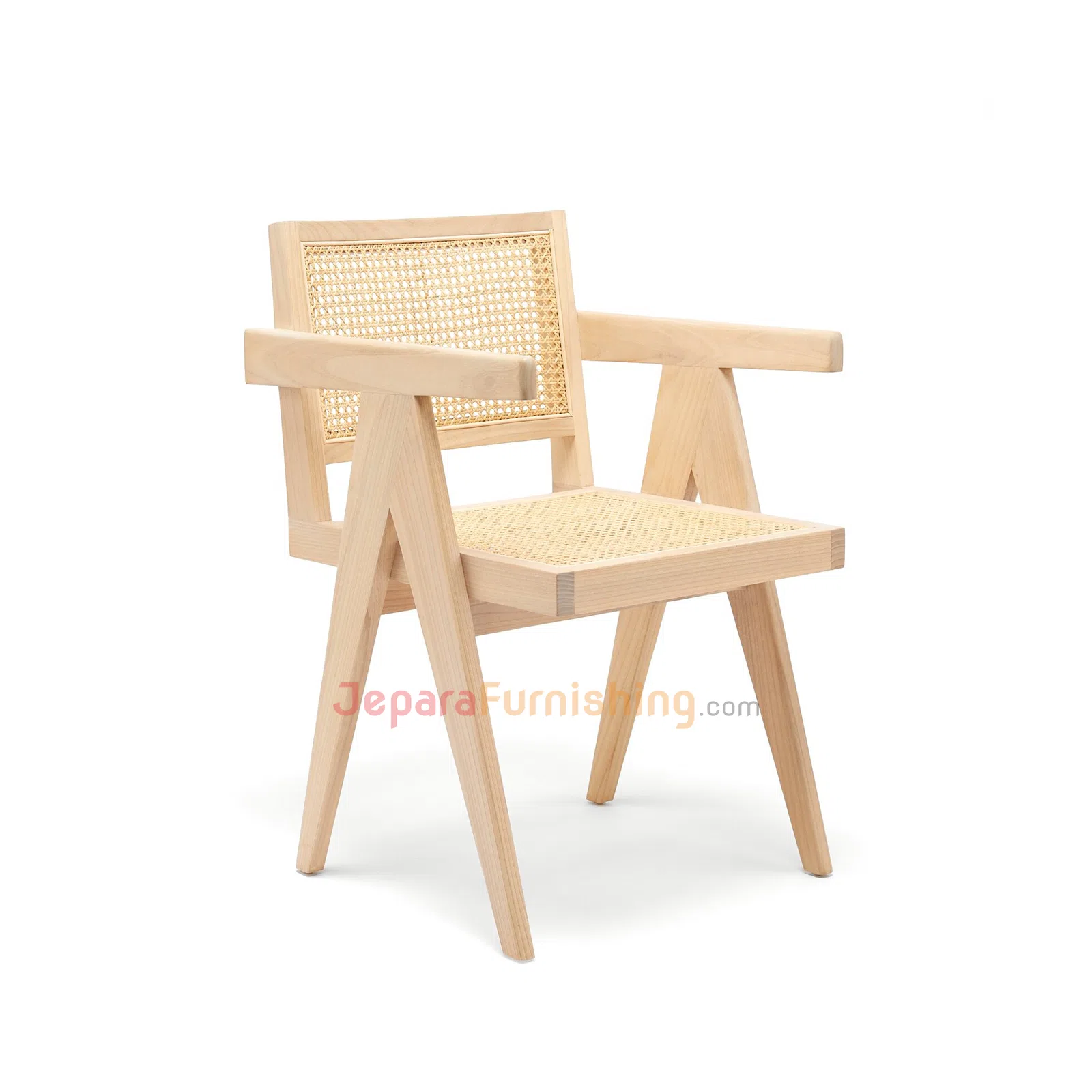 Jeneta Rotan Minimalis Armchair (Natural) - Kursi Cafe dan Resto