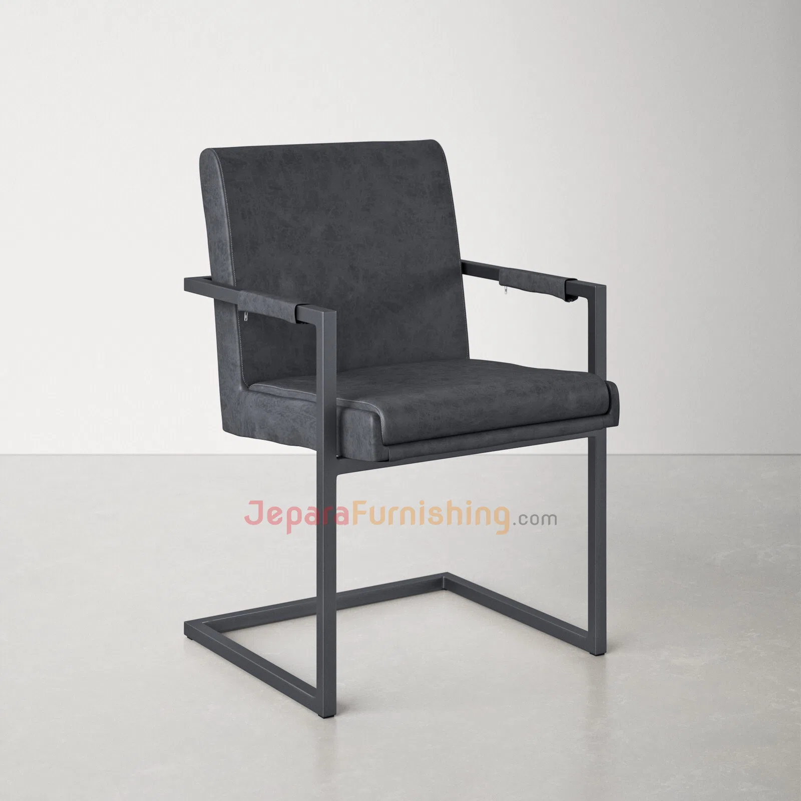 Kursi Besi Minimalis Kania Black Leather (3)