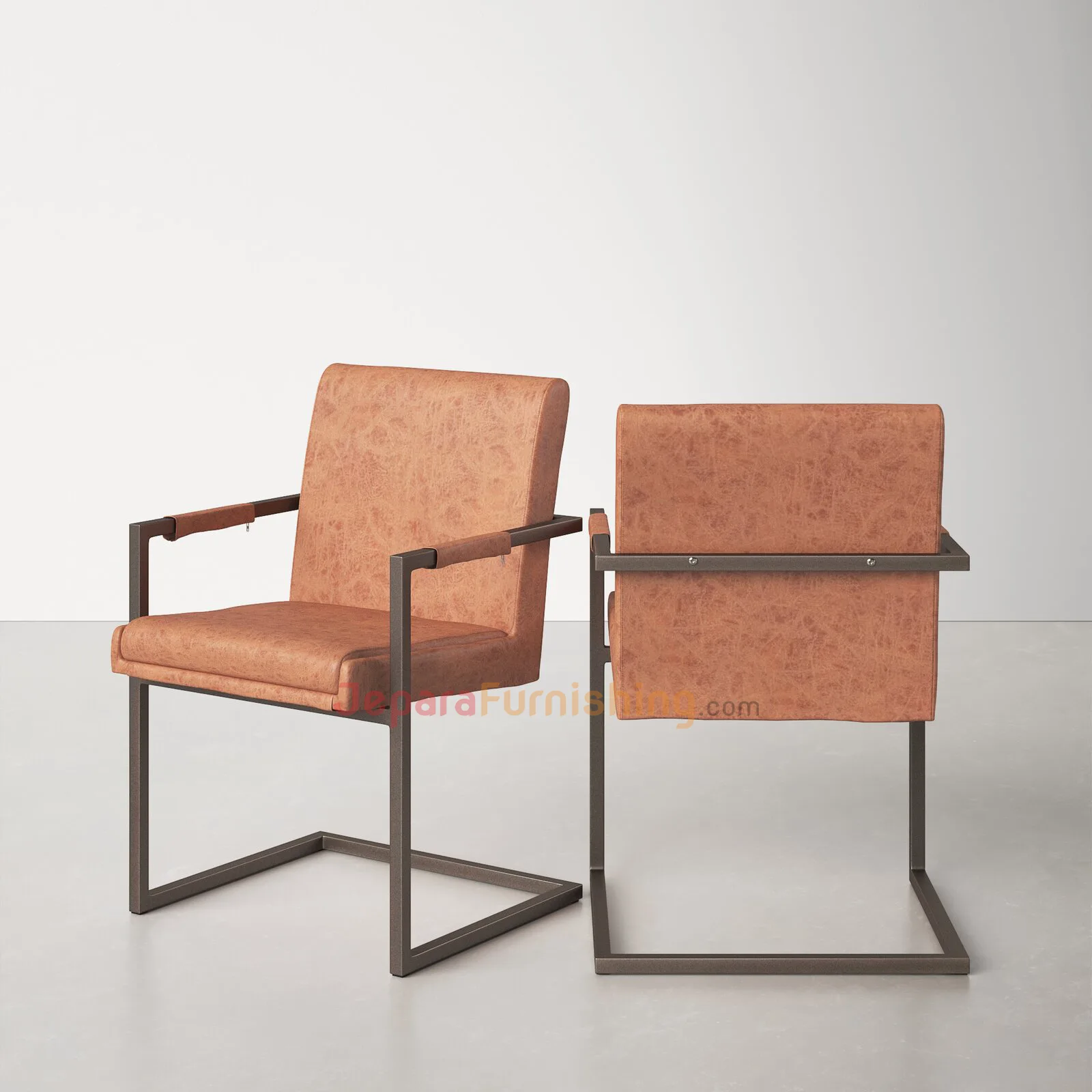 Kursi Besi Minimalis Kania Brwon Leather (3) Kursi Besi Minimalis Kania Brwon Leather (3)