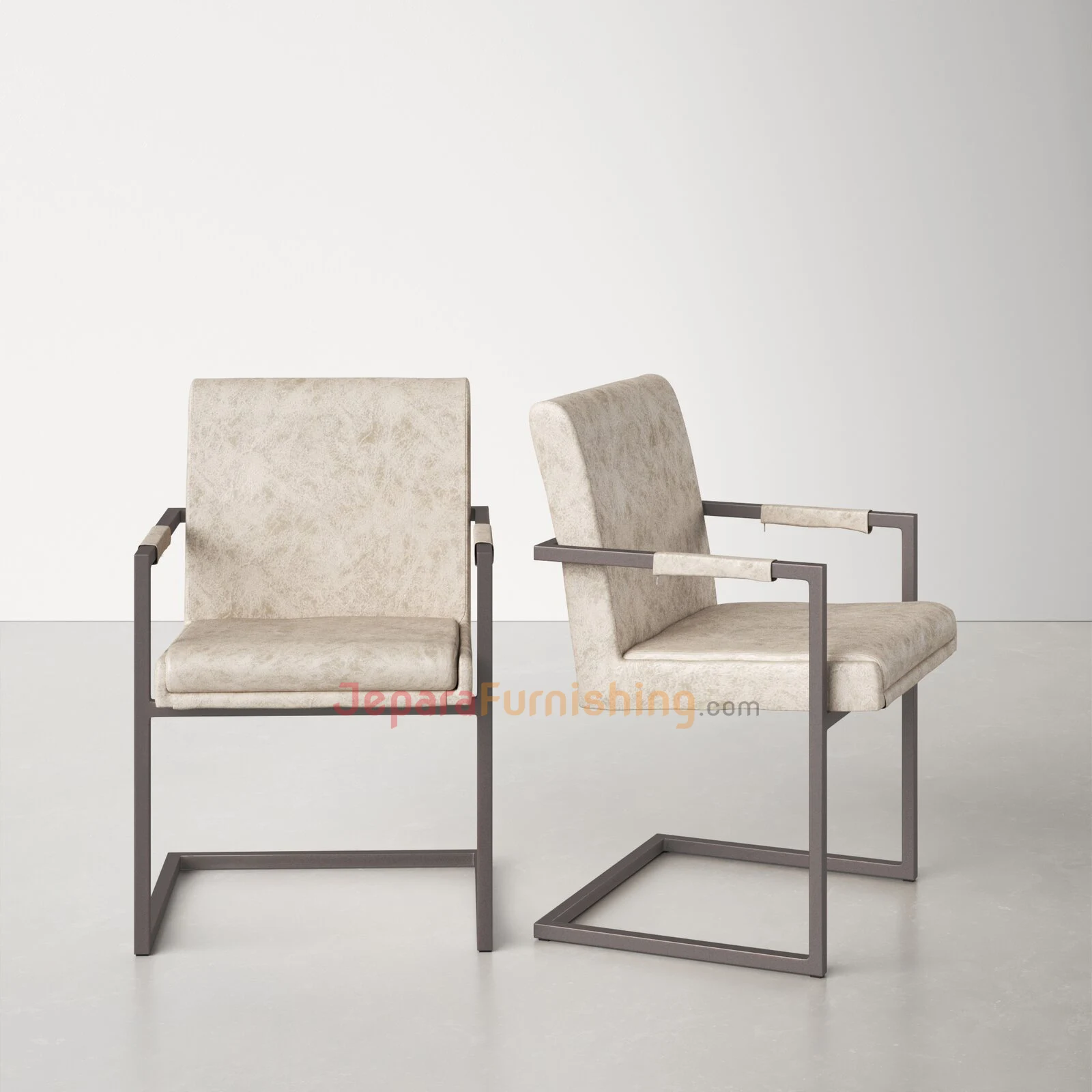 Kursi Besi Minimalis - Kania Cream Leather (1)