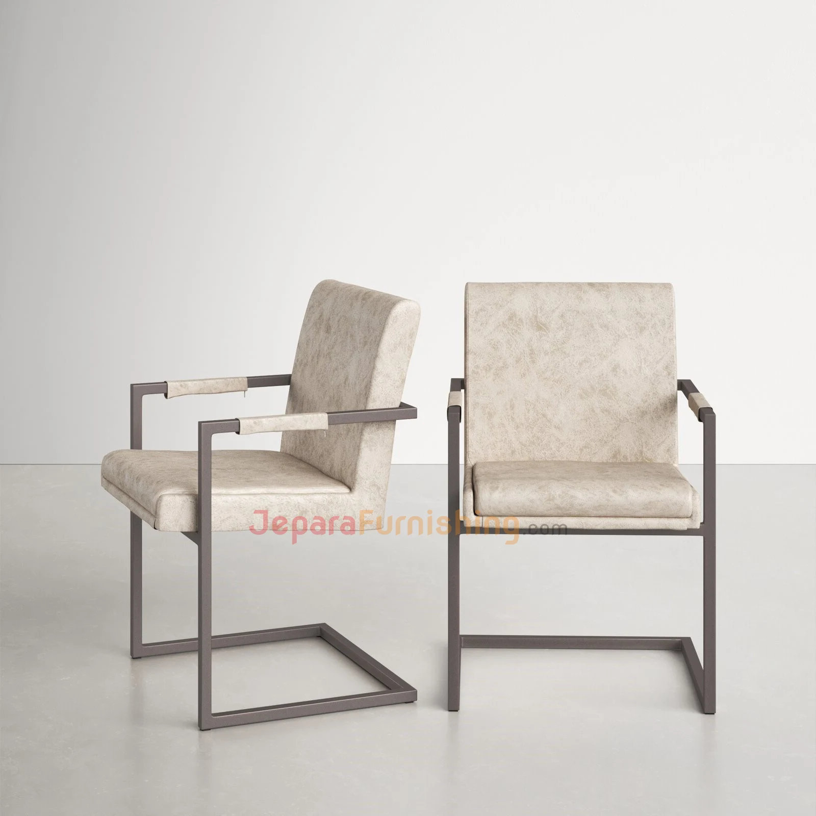 Kursi Besi Minimalis - Kania Cream Leather (2)