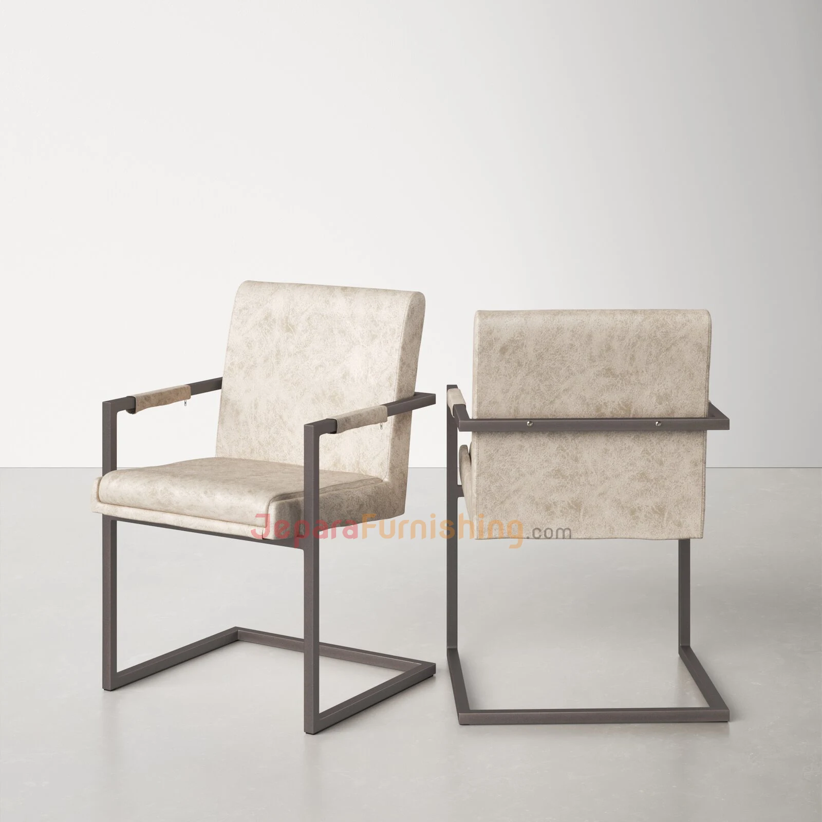 Kursi Besi Minimalis - Kania Cream Leather (3)
