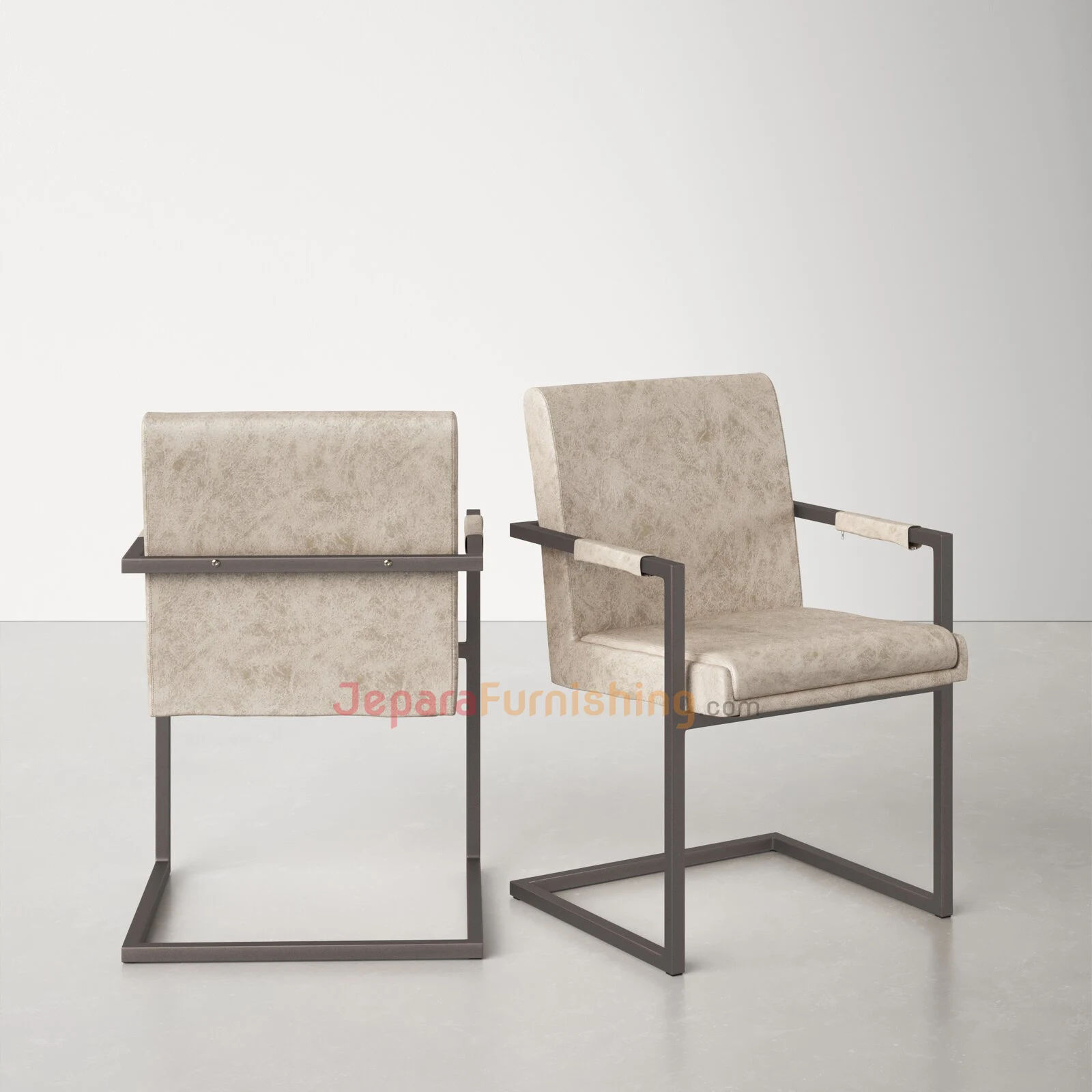 Kursi Besi Minimalis - Kania Cream Leather