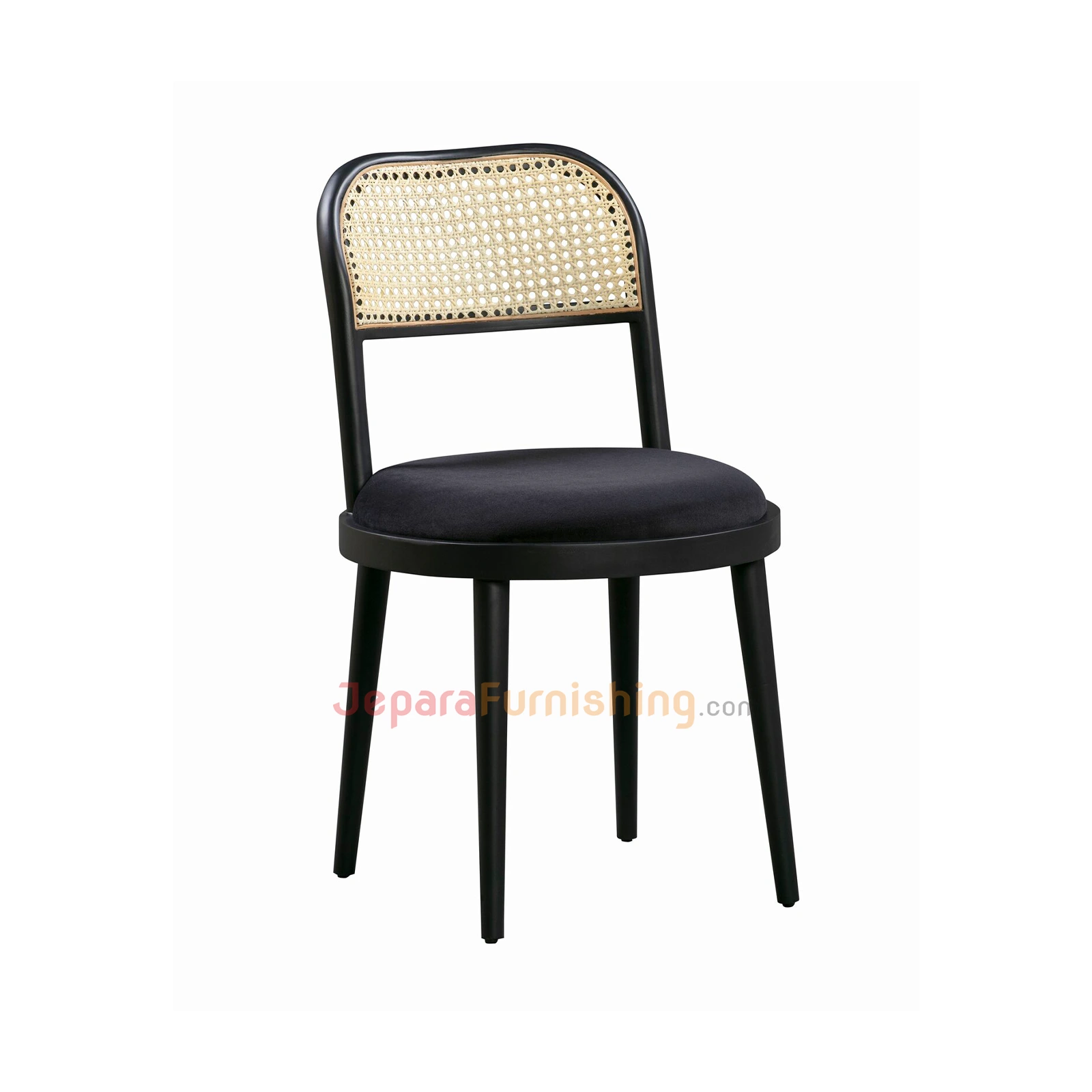 Kursi Makan Resto - Modern Black Round Ladcer Minimalis