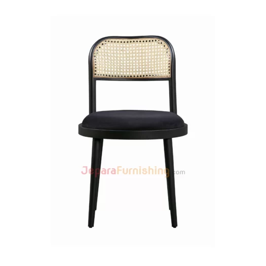 Products 38 Kursi Makan Restoran - Modern Black Round Ladcer Minimalis