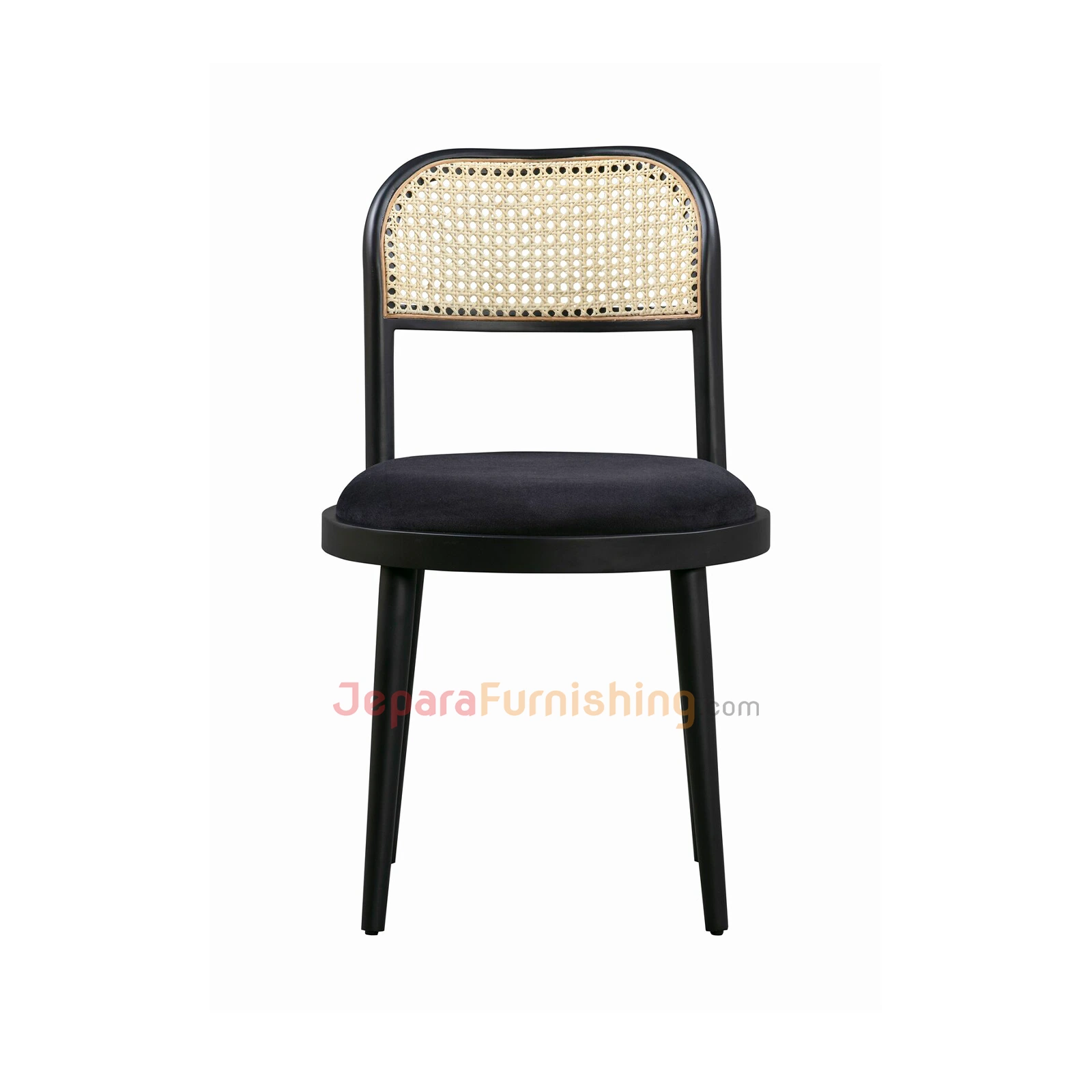 Kursi Makan Restoran - Modern Black Round Ladcer Minimalis