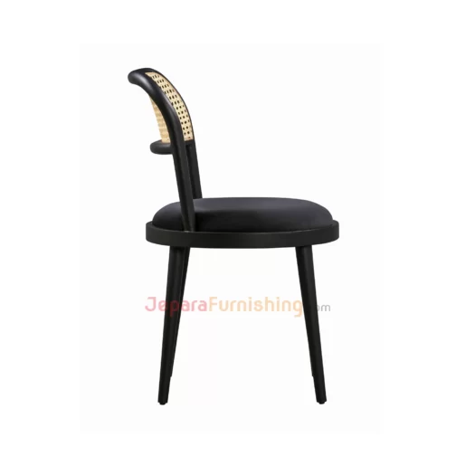 Products 39 Kursi Makan cafe Restoran - Modern Black Round Ladcer Minimalis
