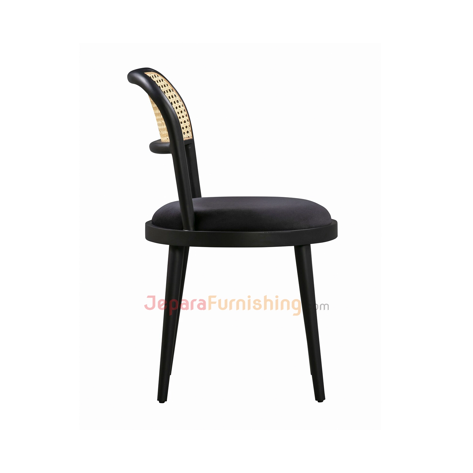 Kursi Makan cafe Restoran - Modern Black Round Ladcer Minimalis