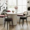 Set Kursi Makan Cafe - Modern Black Round Ladcer Minimalis