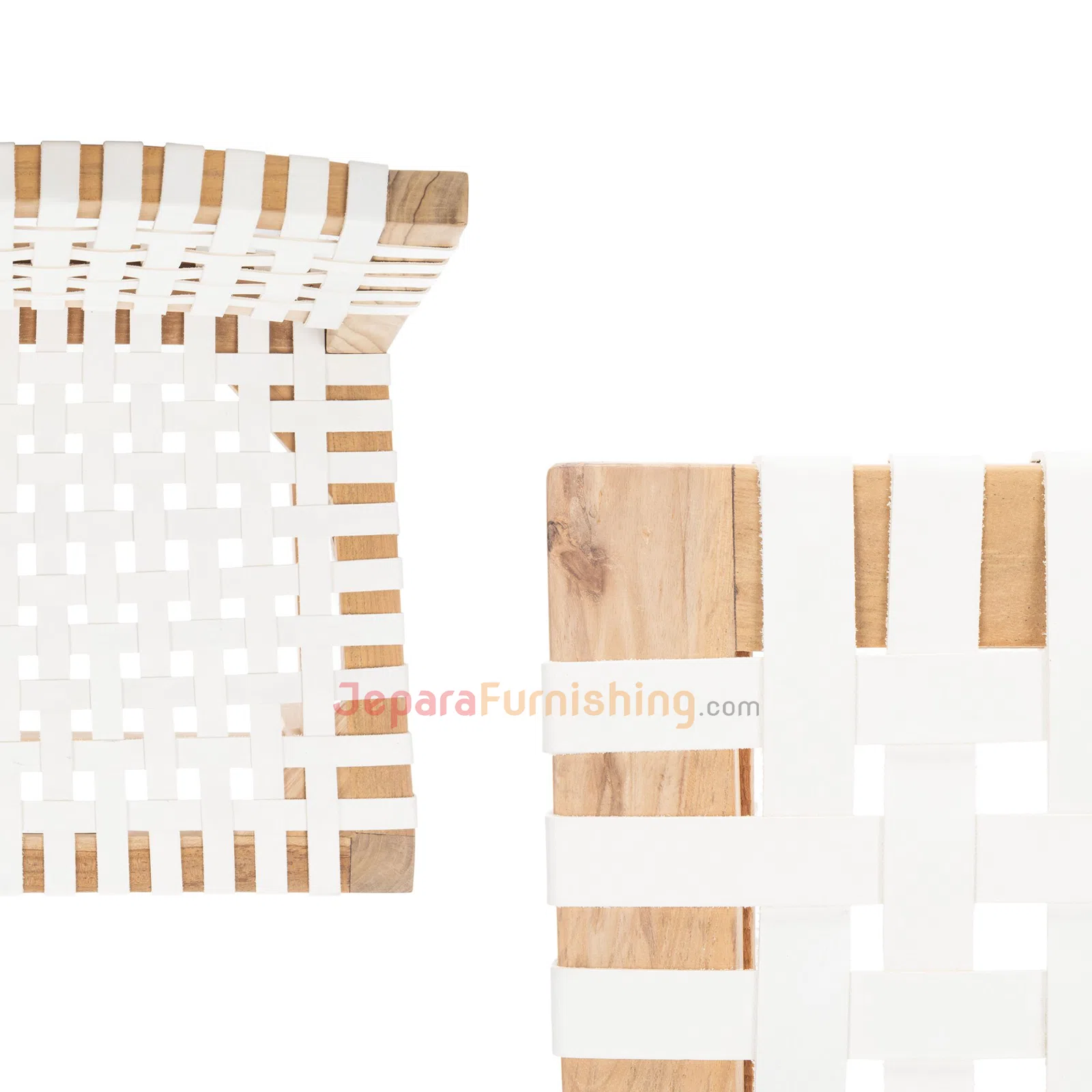 Bovar White Leather & Natural - Kursi Barstool Kayu Minimalis Modern