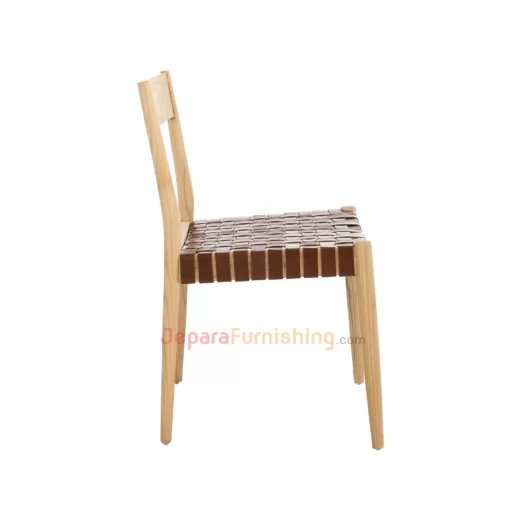 Furniture Jepara - JeparaFurnishing.com 115 Kursi Cafe Minimalis Siva Brown Leather (Natural)