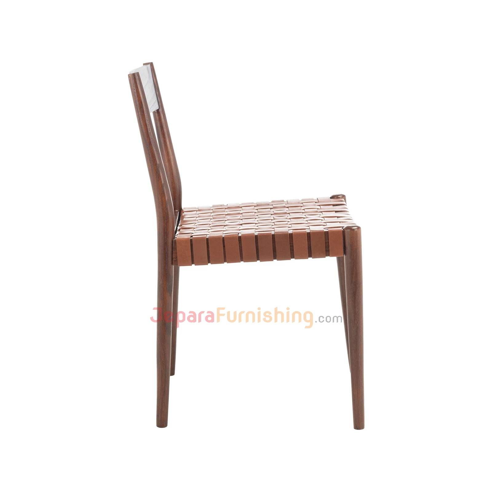 Kursi Makan Minimalis 16 Kursi Cafe Minimalis Siva Brown Leather (Walnut)