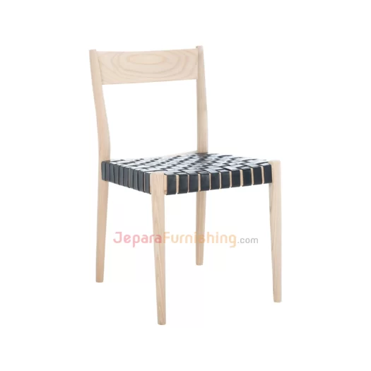 Kursi Makan Minimalis Klasik Siva Black Leather (Natural)