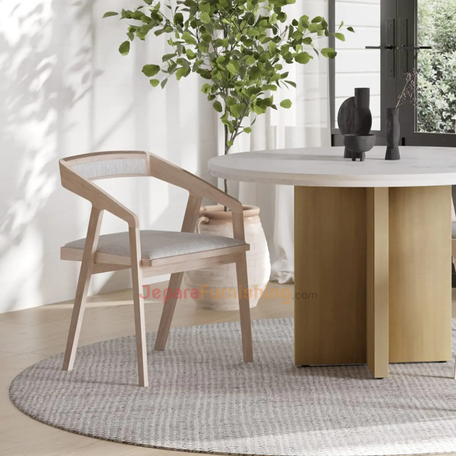 Panama Armchair White Wash - Kursi Makan Minimalis Modern