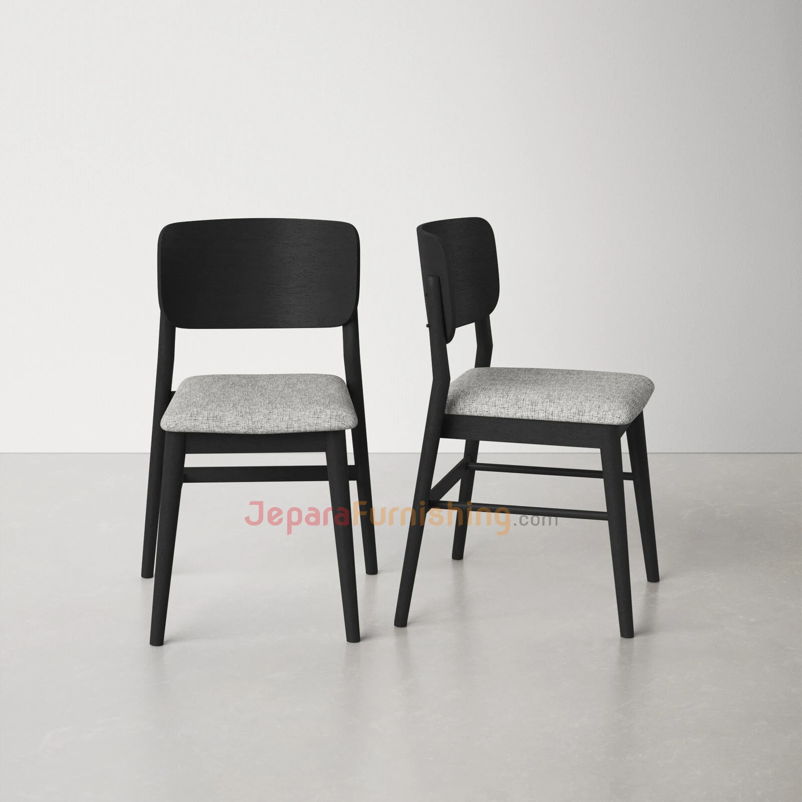 Kursi Makan Minimalis 22 Senada Black Matte & Gray - Kursi Makan Cafe & Restoran