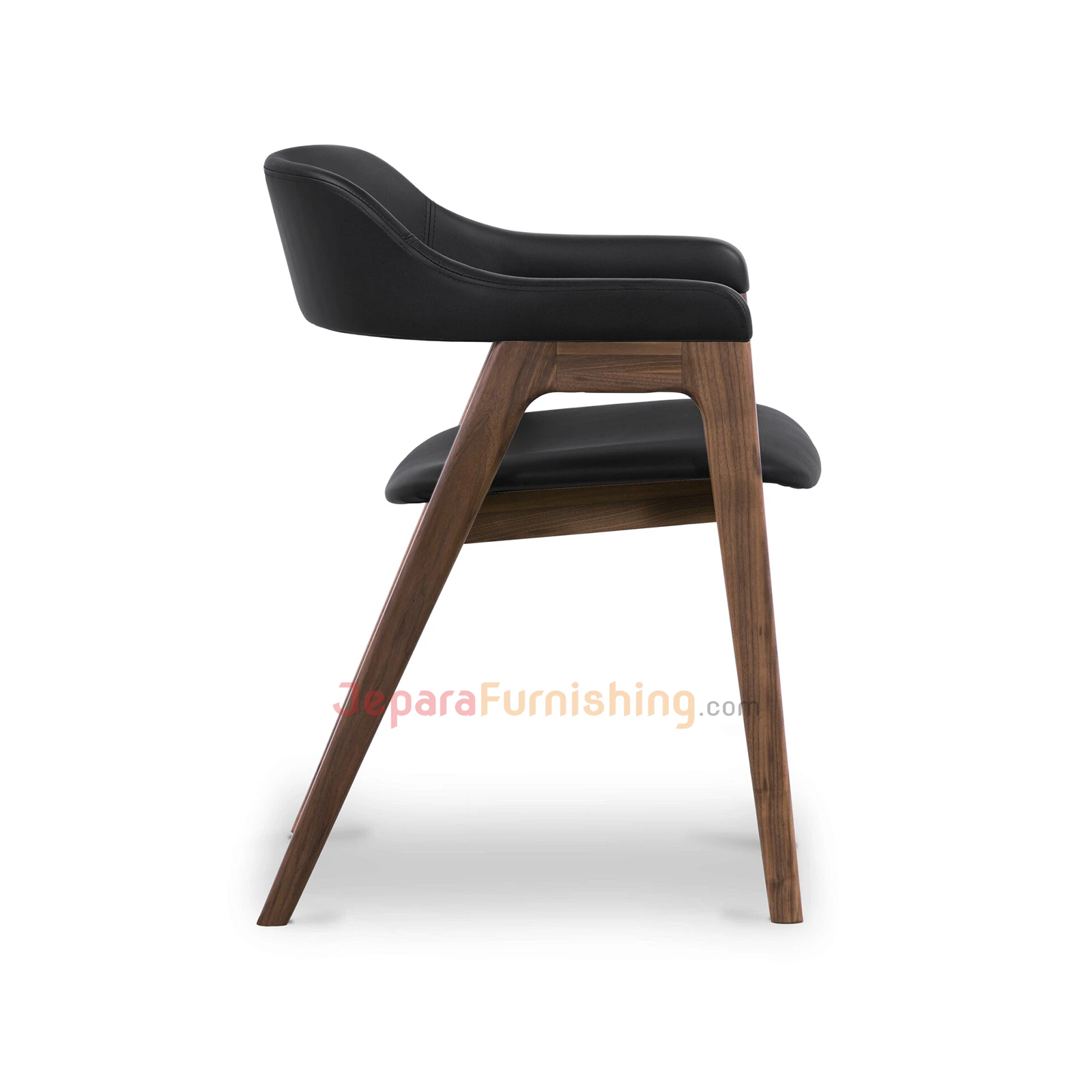 Seres Walnut & Black Leather - Kursi Makan Modern Kayu Jati Seres Walnut & Black Leather - Kursi Makan Modern Kayu Jati