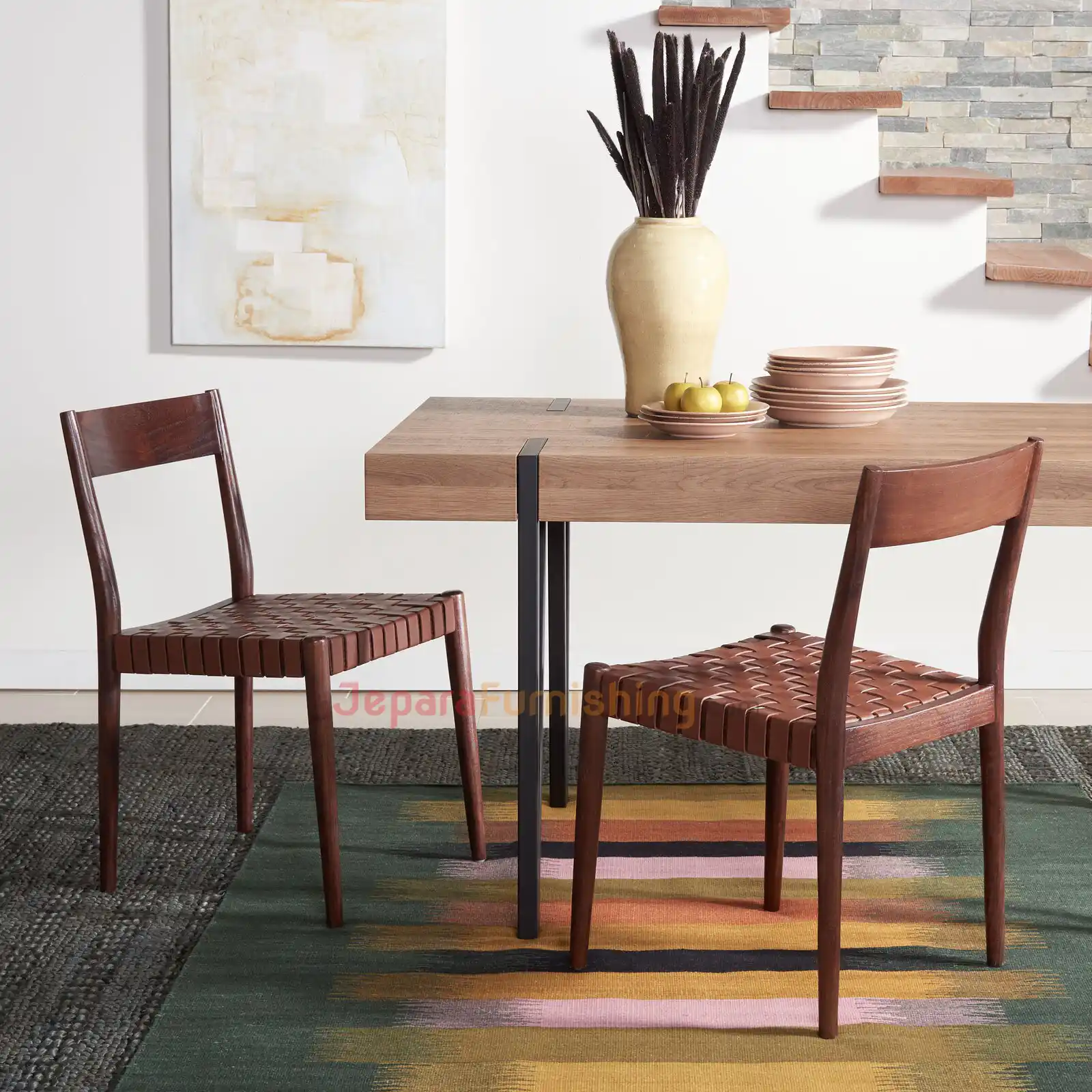 Set Kursi Makan Minimalis Siva Brown Leather (Walnut) Set Kursi Makan Minimalis Siva Brown Leather (Walnut)