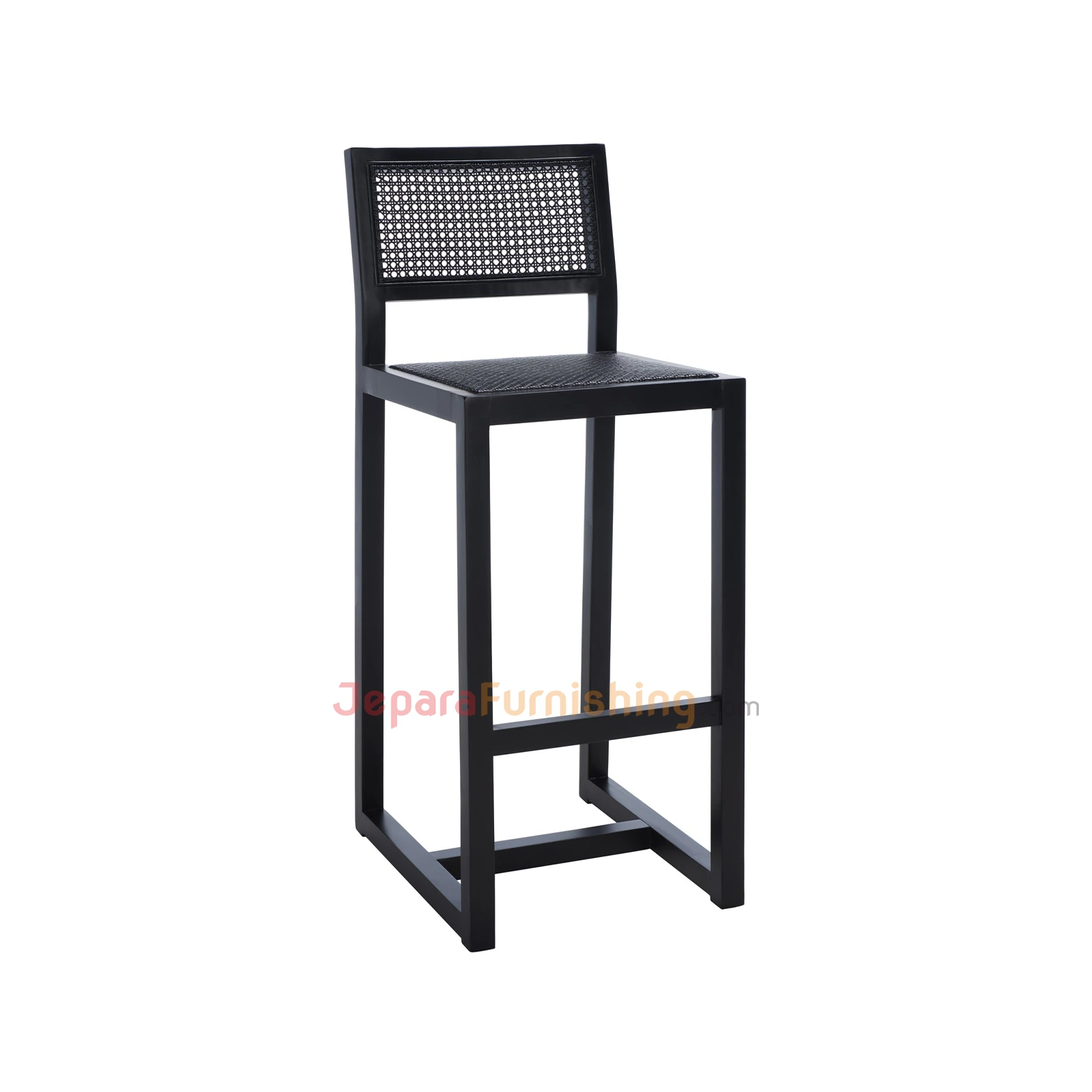 Shytool Black Rattan Bar - Kursi Bar Minimalis Kayu Jati Solid