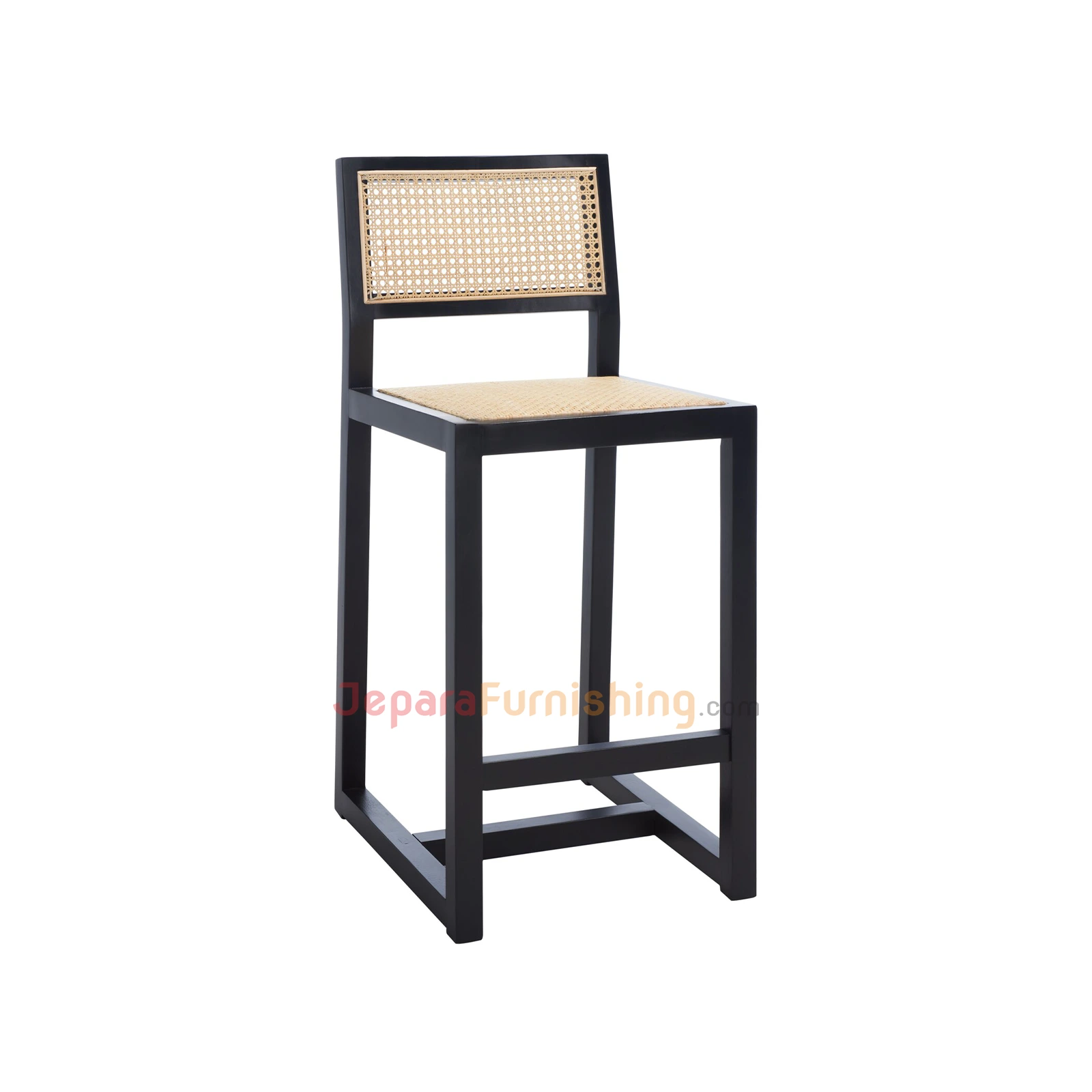 Shytool Rattan Bar (Black) - Kursi Bar Minimalis Kayu Jati Solid