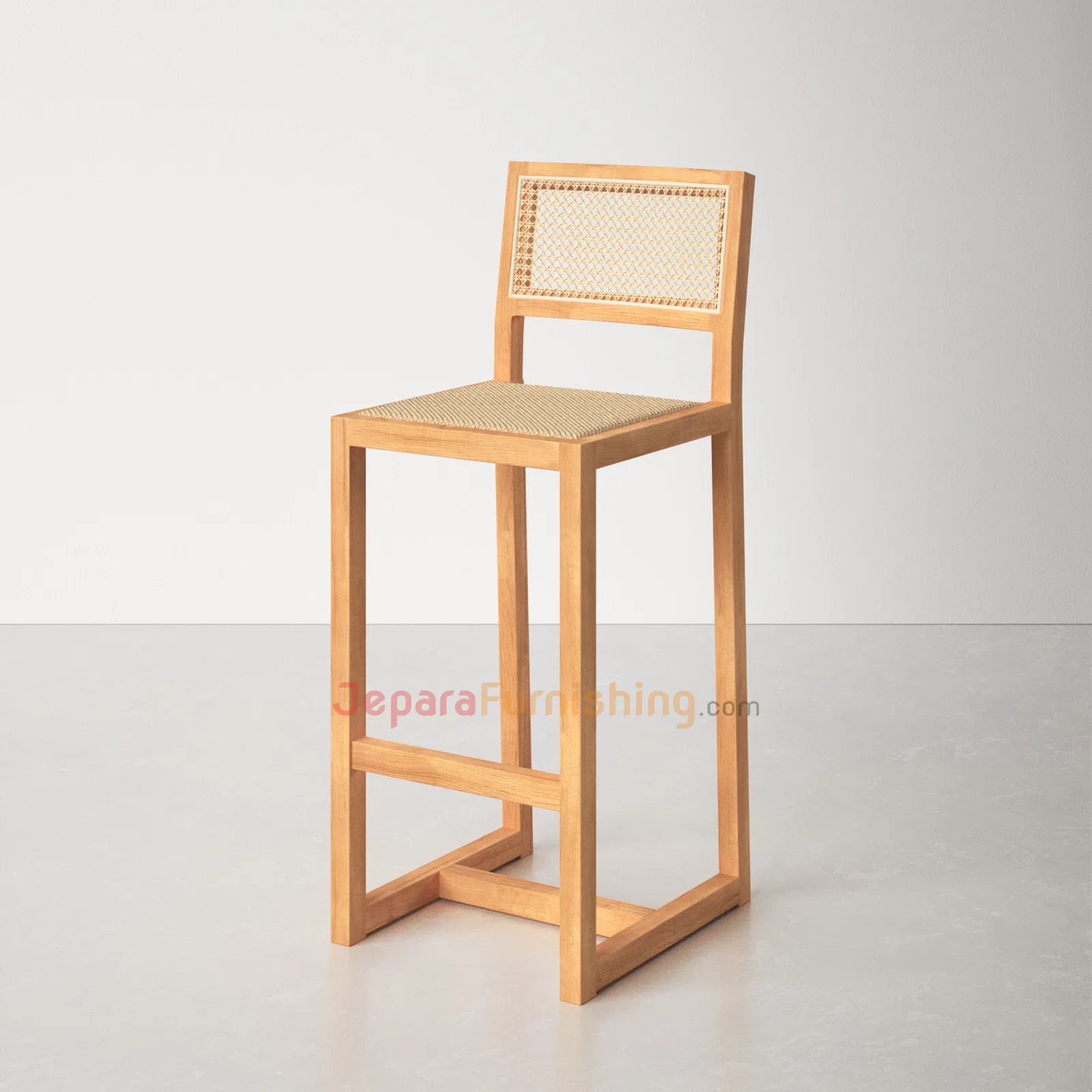 Shytool Rattan Bar (Natural) - Kursi Bar Minimalis Kayu Jati Solid (2)