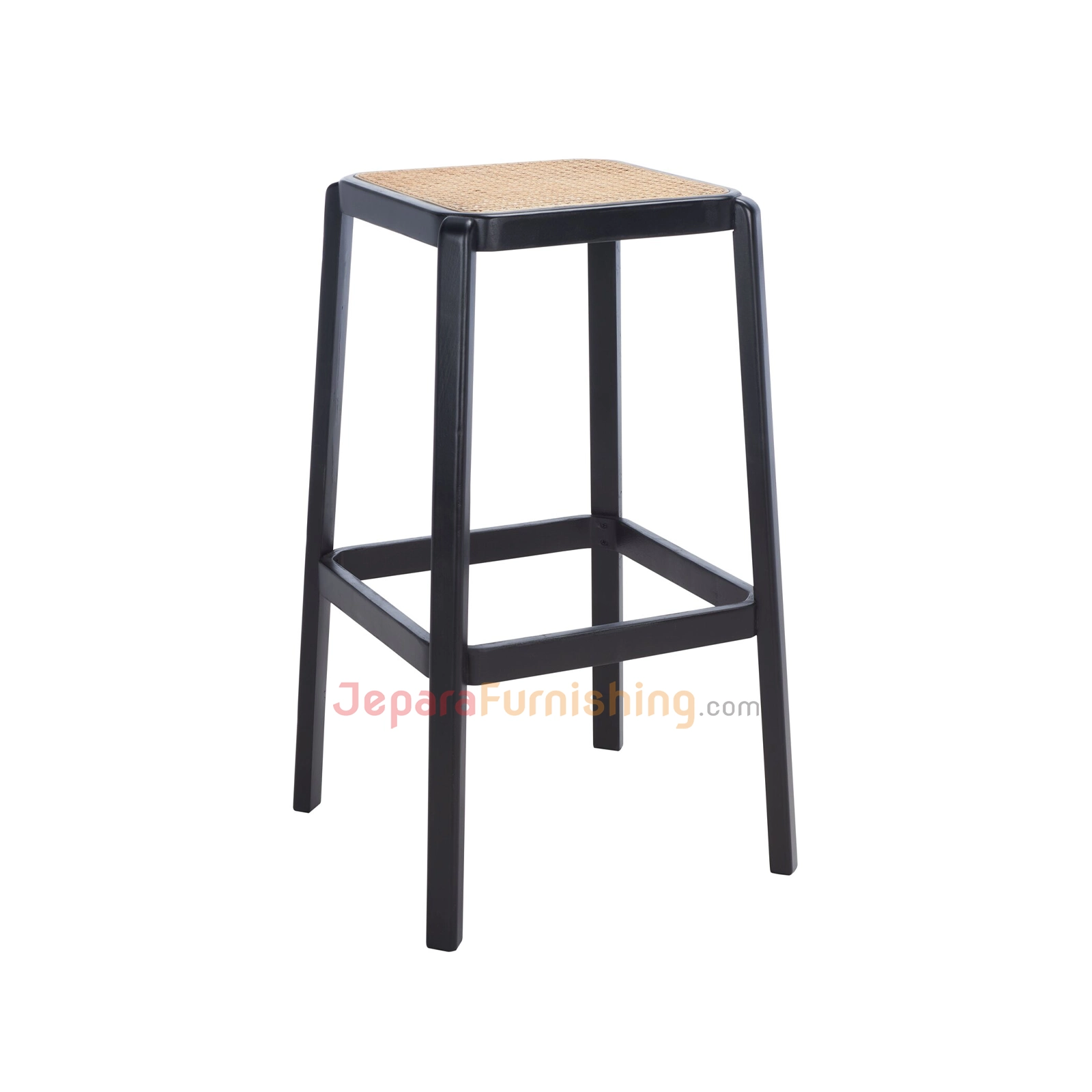Teypo Rattan Bar Stool Minimalis - Black & Natural