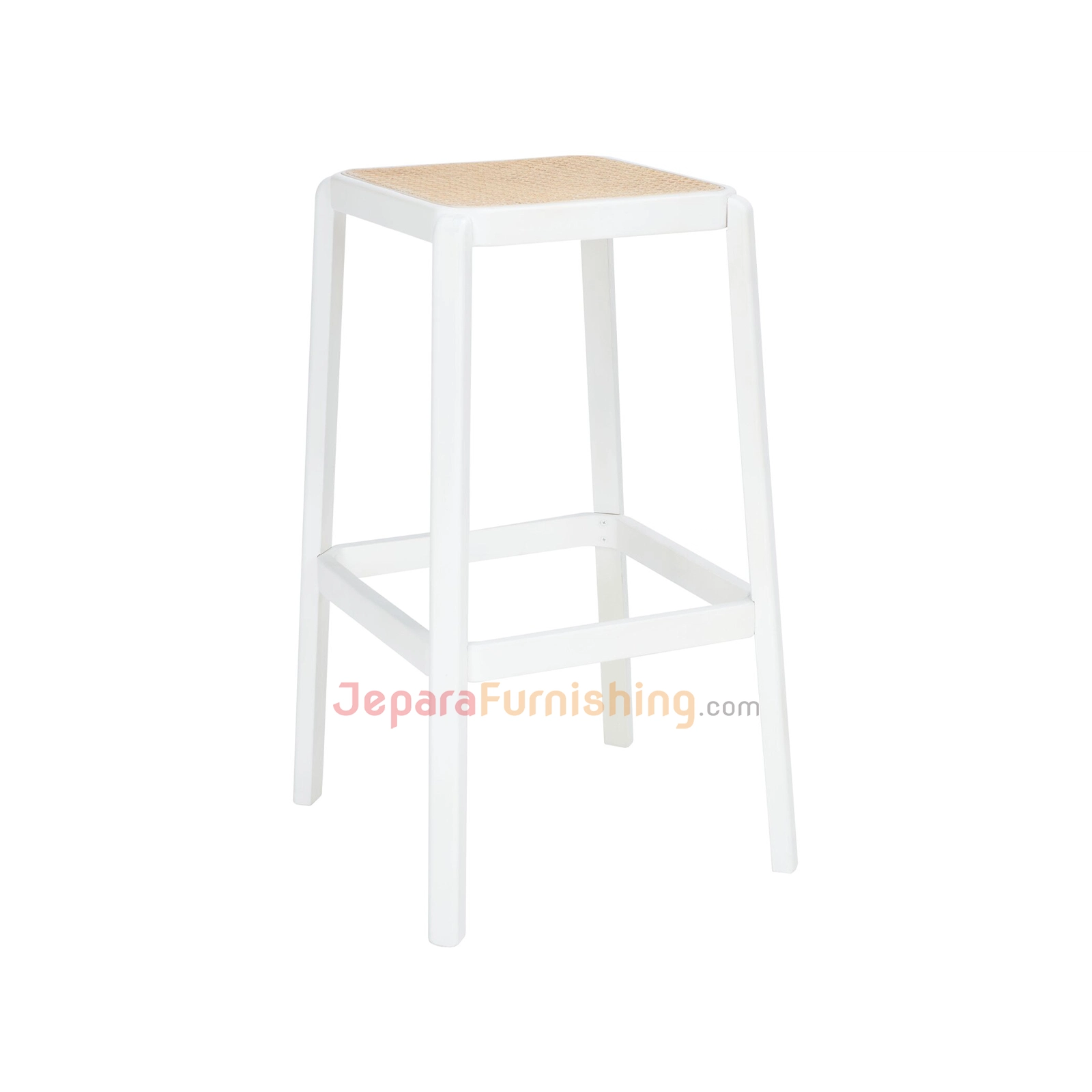 Teypo Rattan Bar Stool Minimalis - White & Natural
