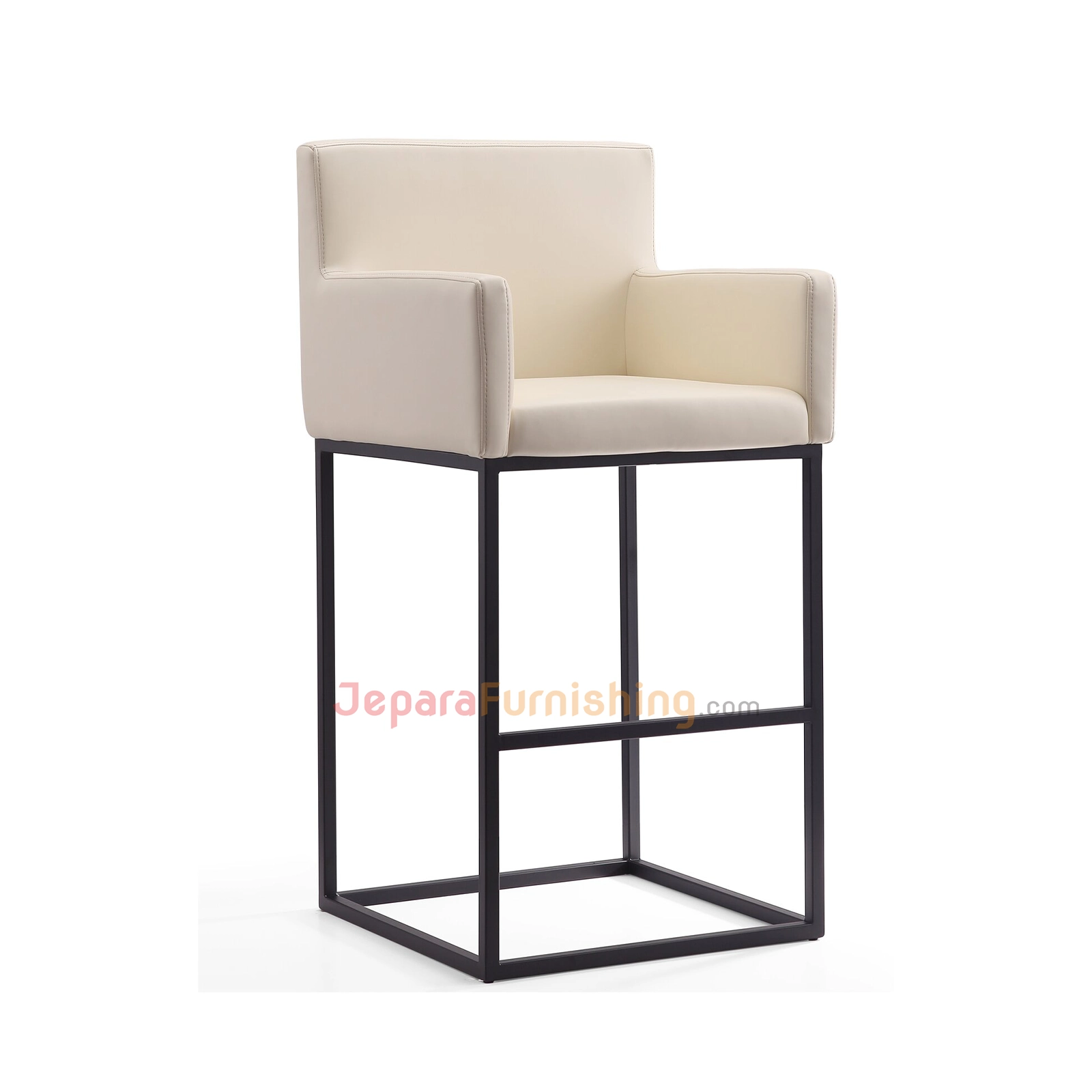 Winy Bar Black Steel (Ivory) - Kursi Bar Minimalis Besi (1)