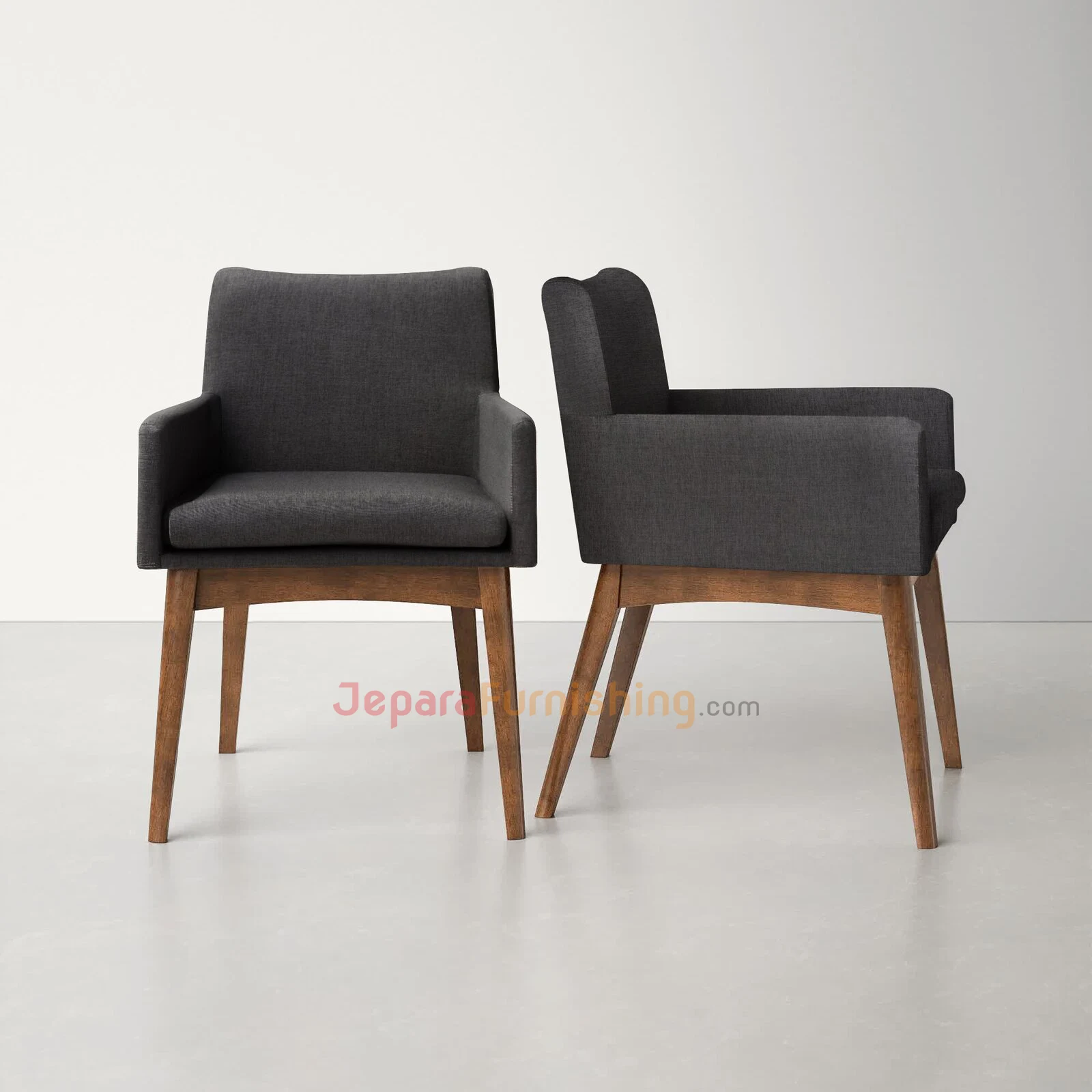 flatron armchair gravel - kursi makan minimalis modern kayu jati